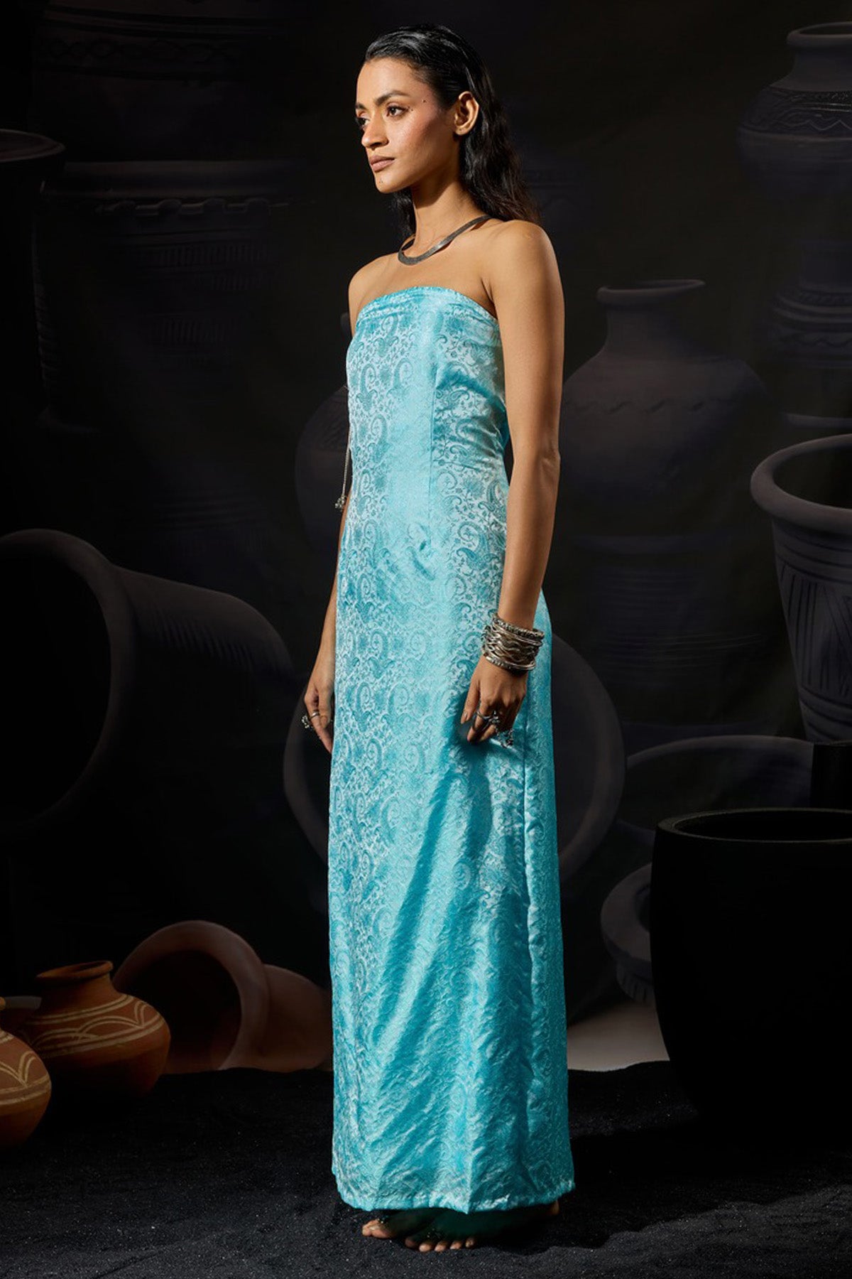 Blue Weave Paisley Maxi Dress