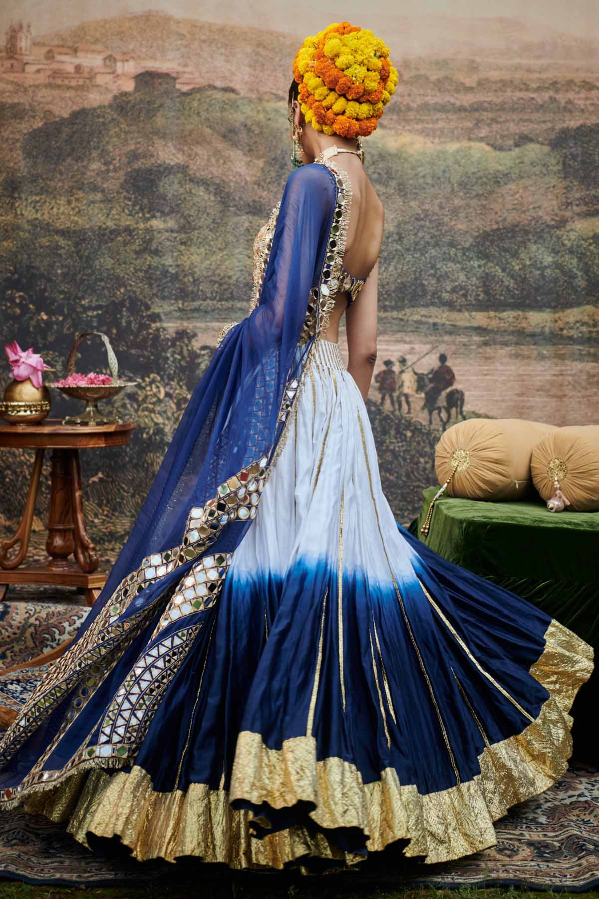 Blue & White Gota Lehenga Set