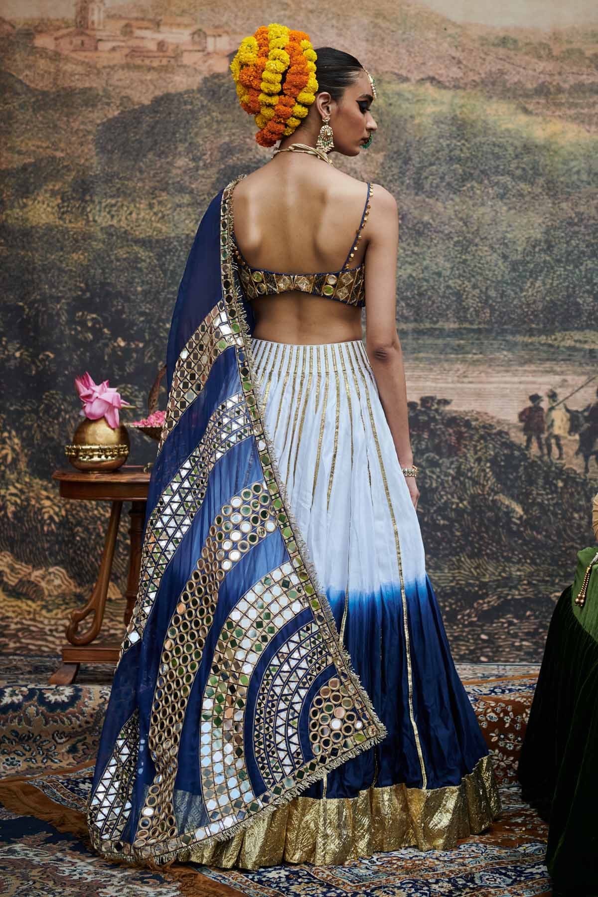 Blue & White Gota Lehenga Set