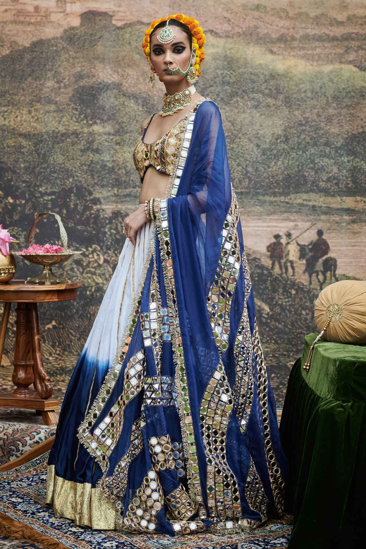 Blue & White Gota Lehenga Set