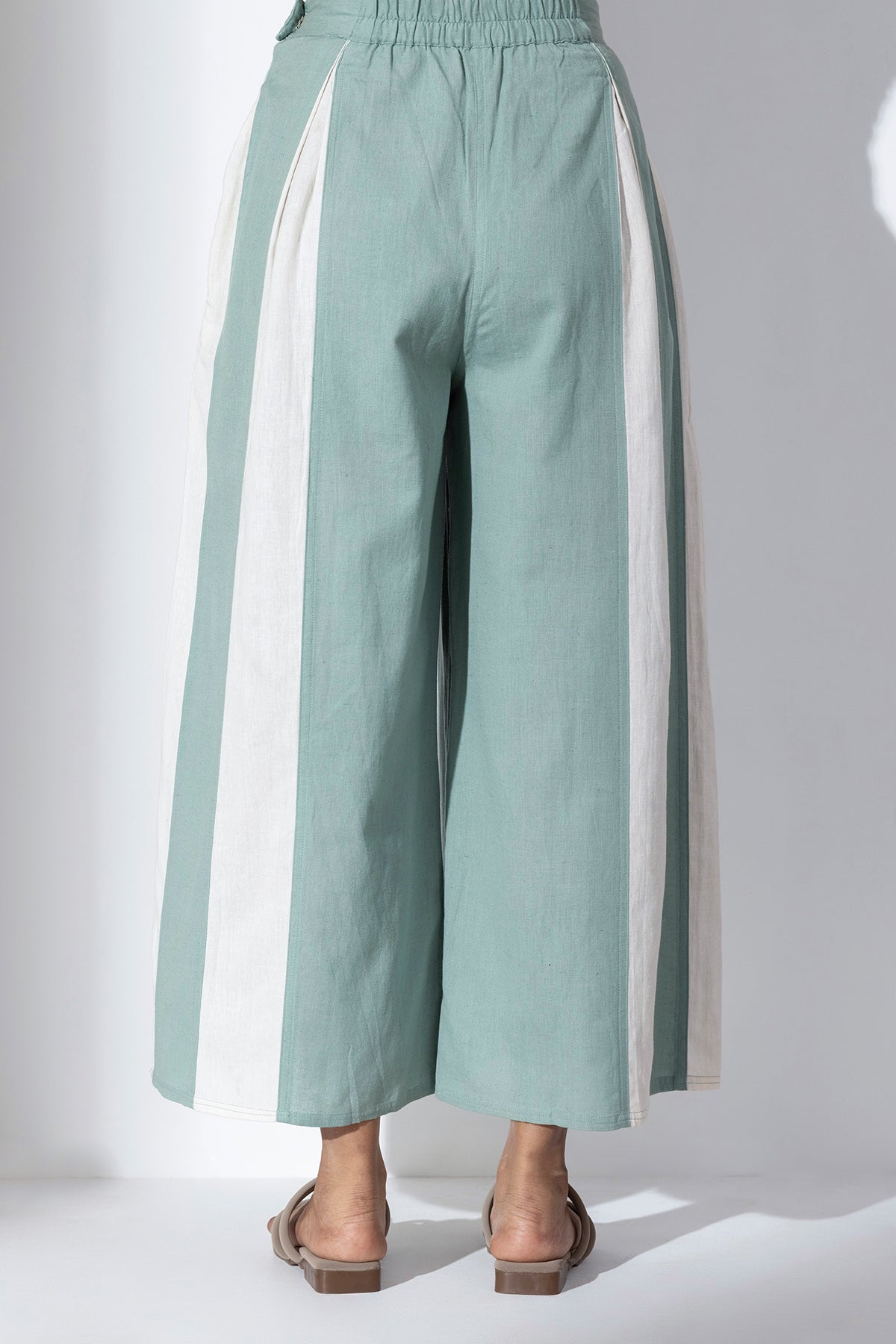 Blue & White High-Waist Pants