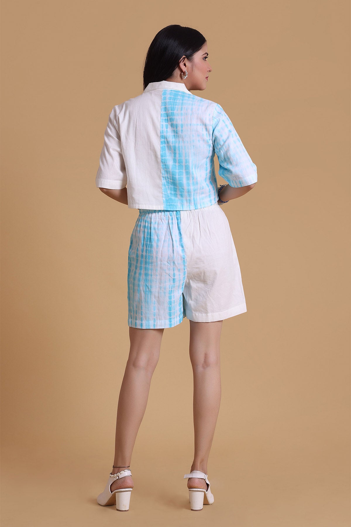 Blue & White Mulmul Co-ord Set