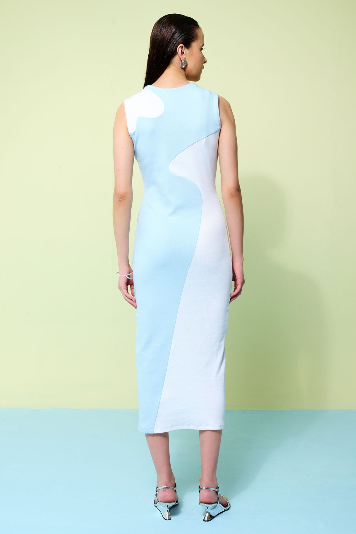 Blue & White Sleeveless Dress