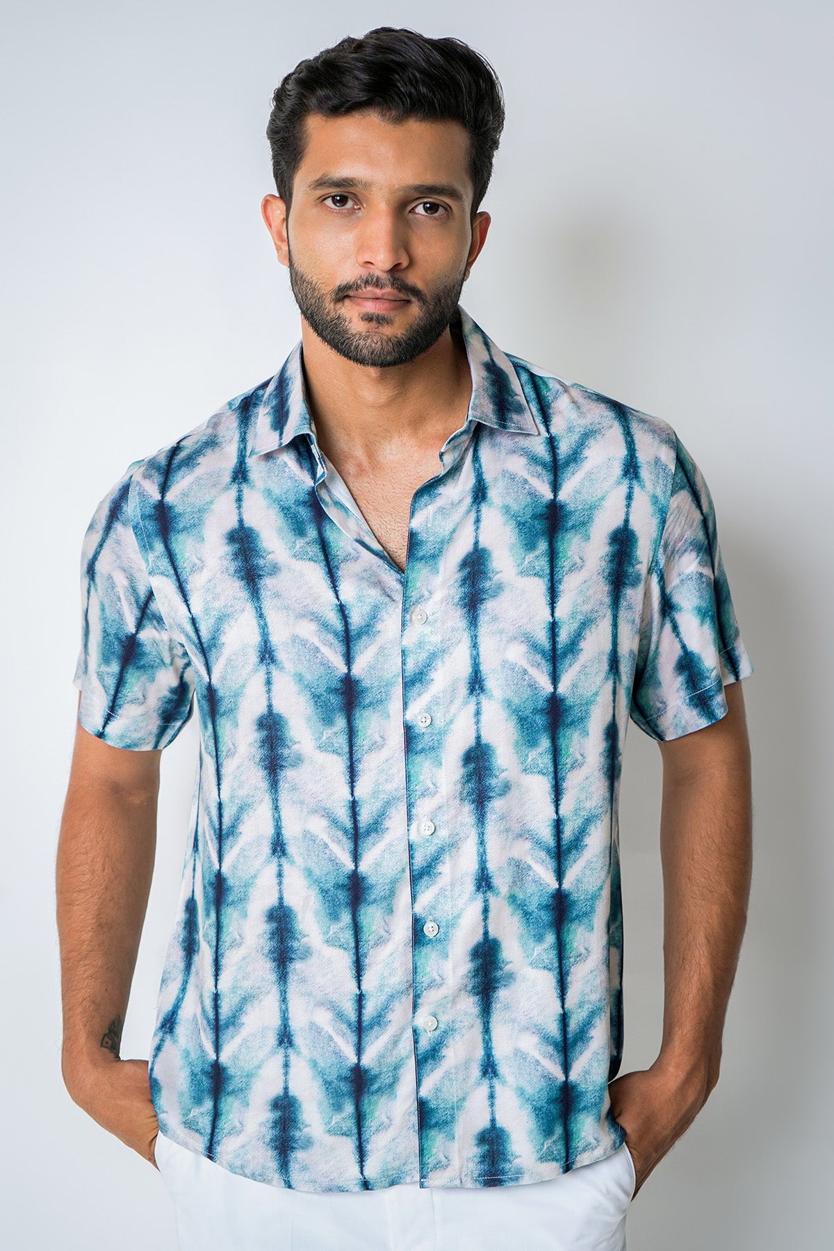 Buy Blue White Tie Dye Print Shirt for men by House of Sheriff online available at scrollnshops