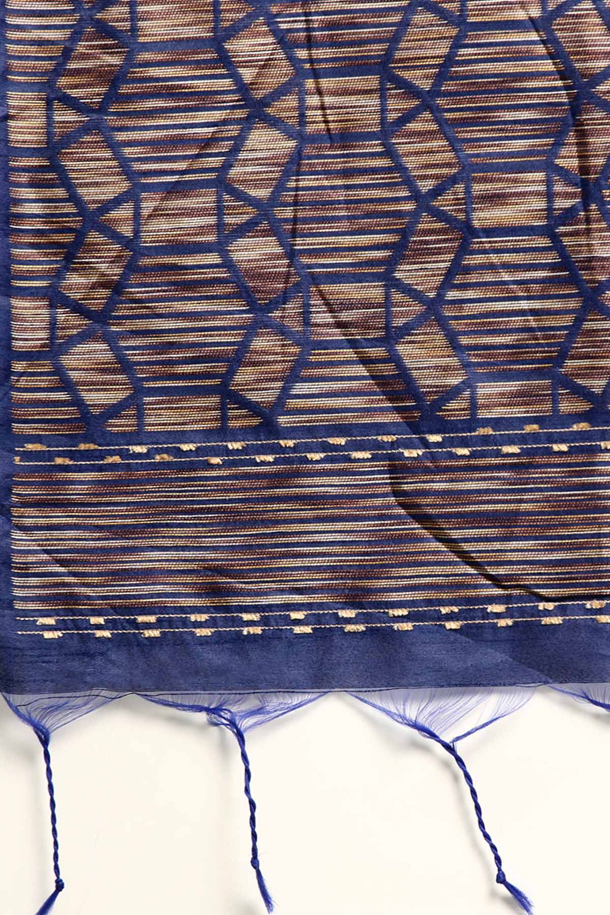 Blue Woven Butti Work Saree