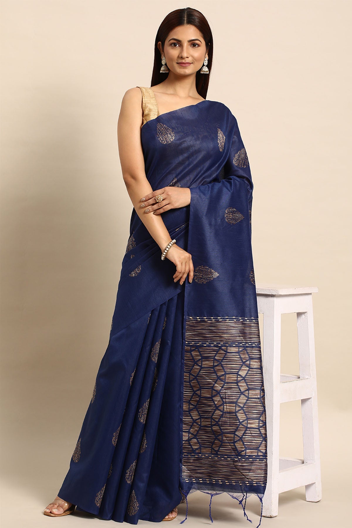Buy Blue Woven Butti Work Saree by Lili Lala for women online at ScrollnShops