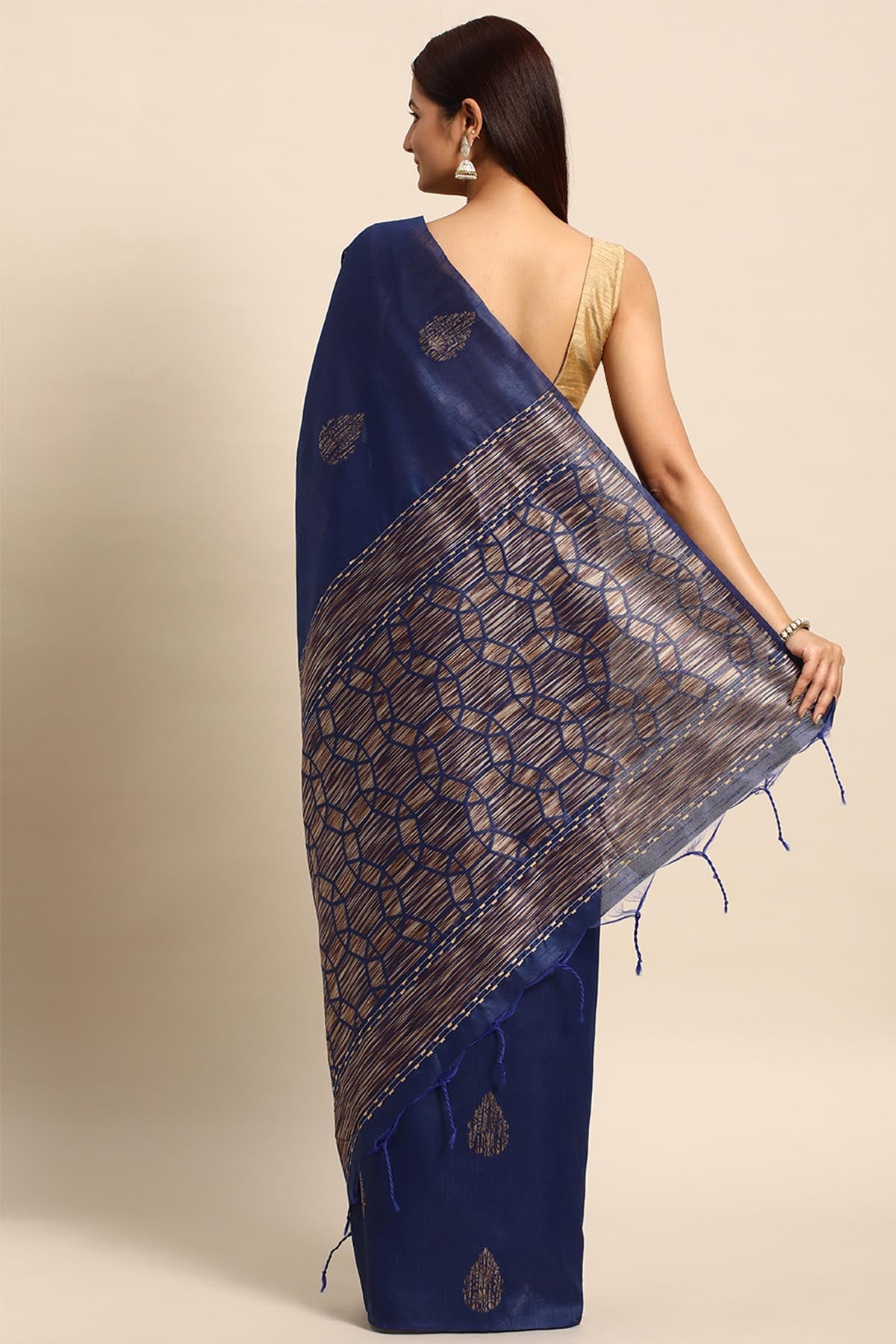 Blue Woven Butti Work Saree