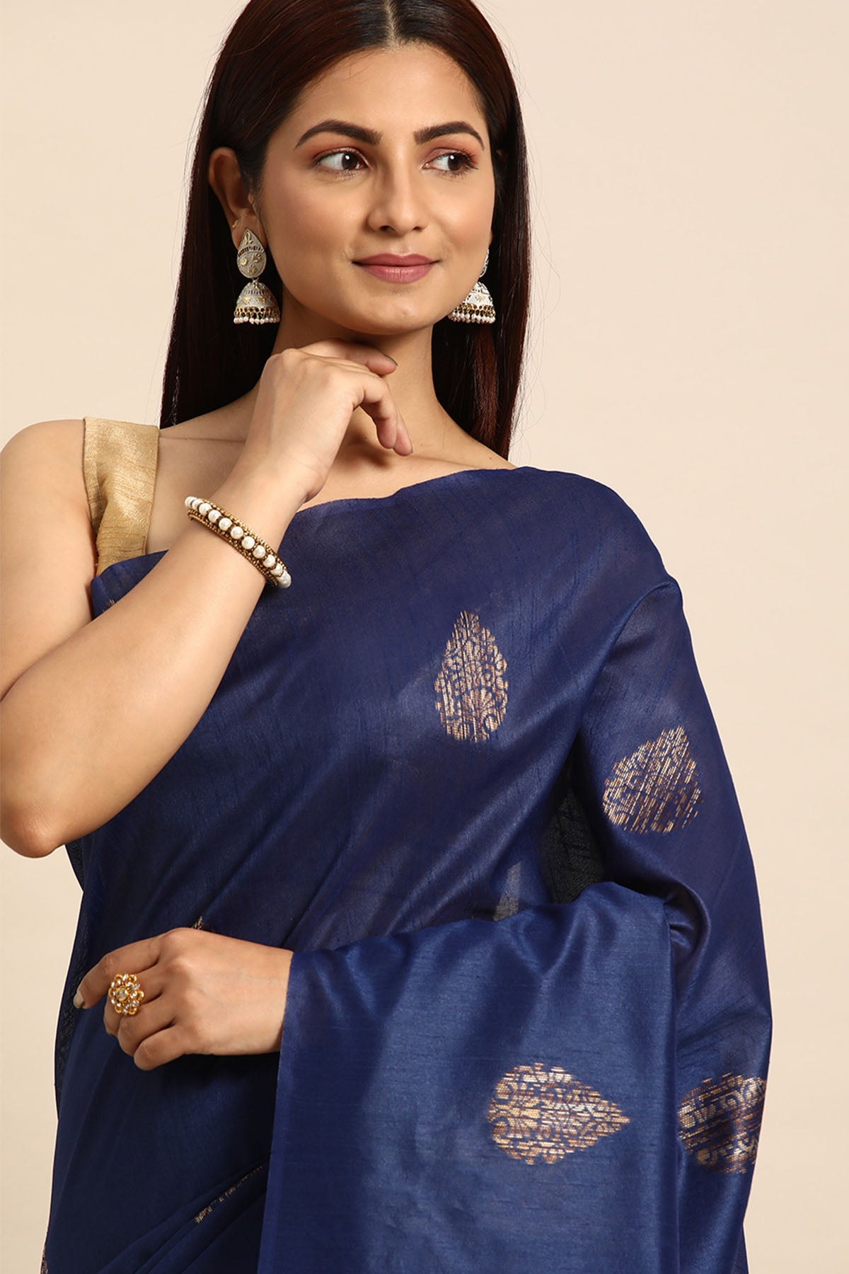 Blue Woven Butti Work Saree