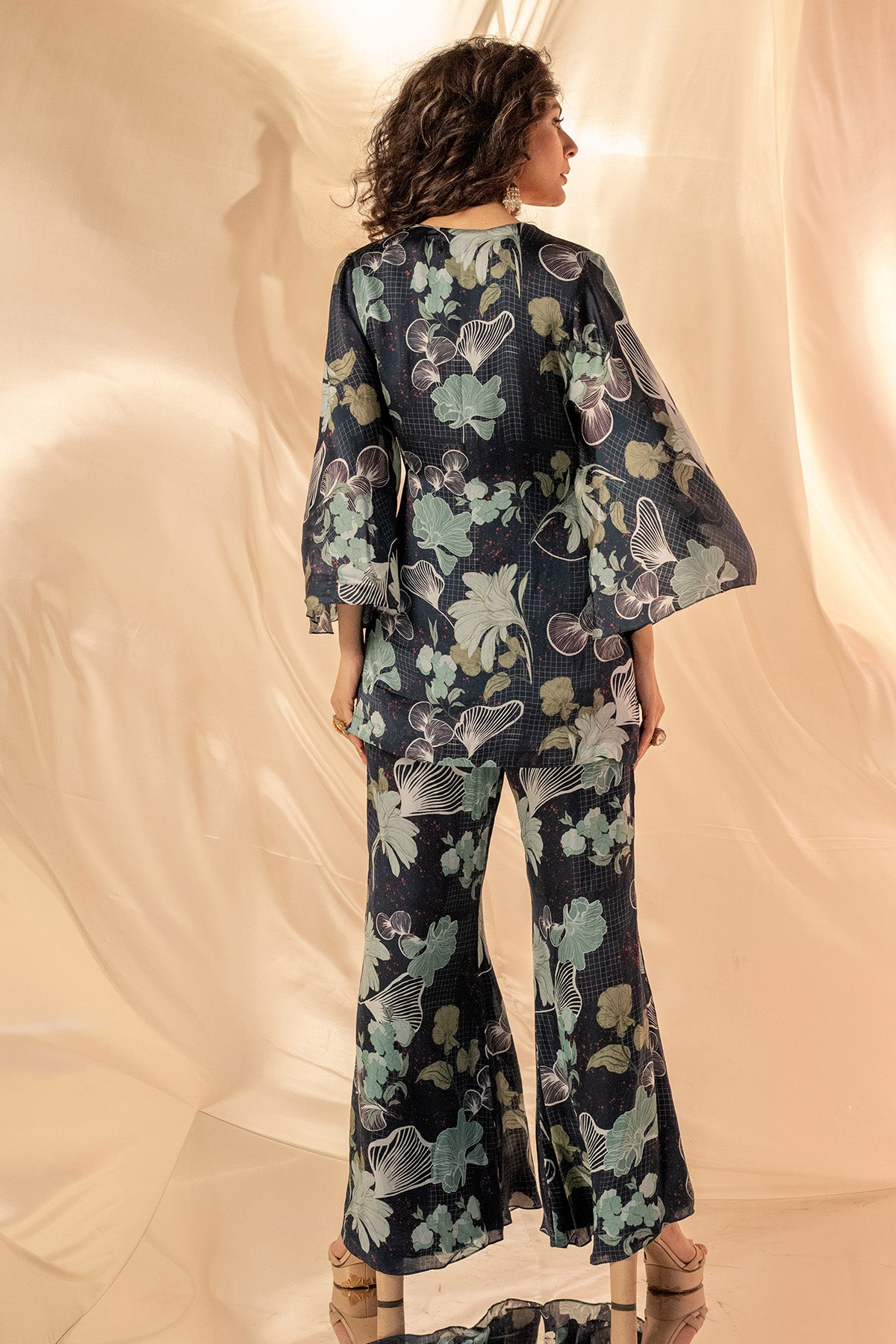 Blue Wrap Top & Flared Pants