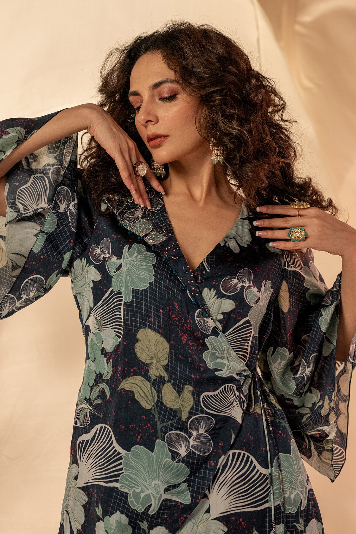 Blue Wrap Top & Flared Pants