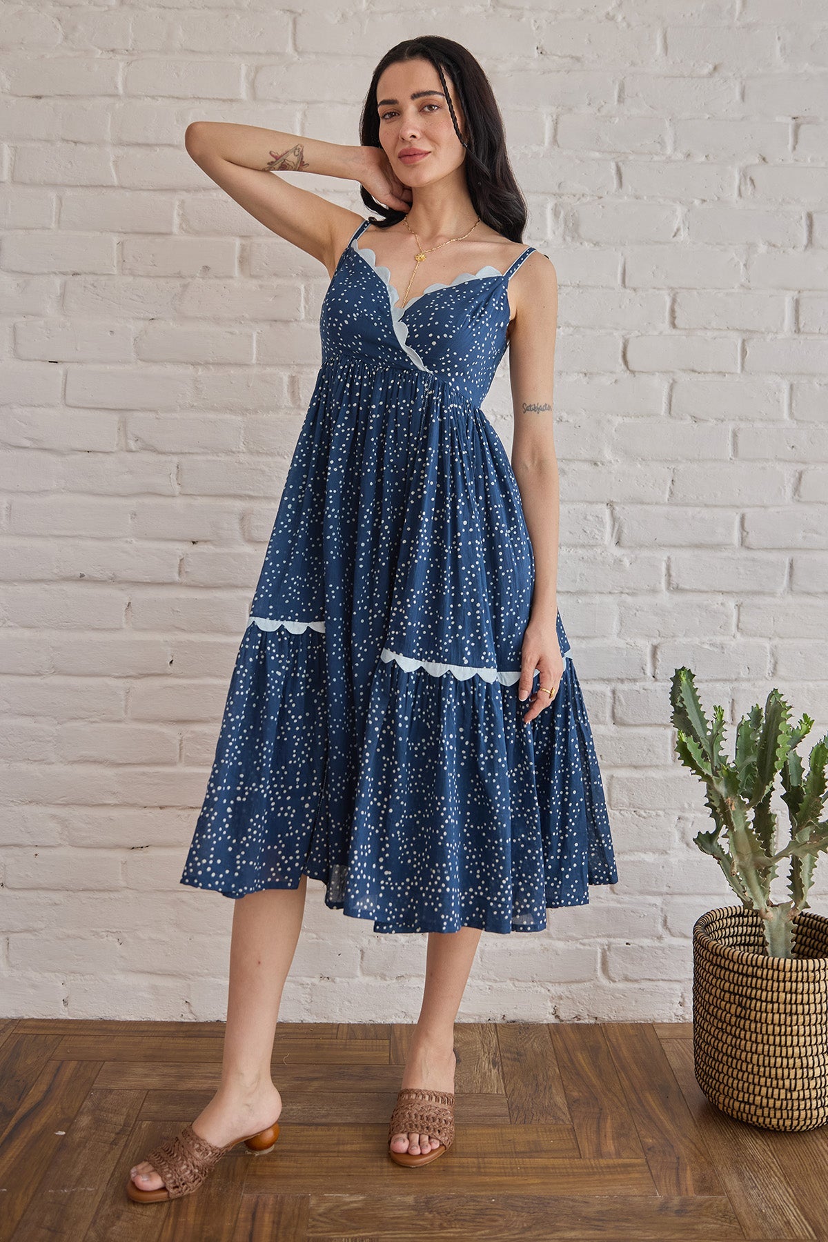 Buy Blue Wrap V-Neck Midi Dress by Taro India for women online at ScrollnShops