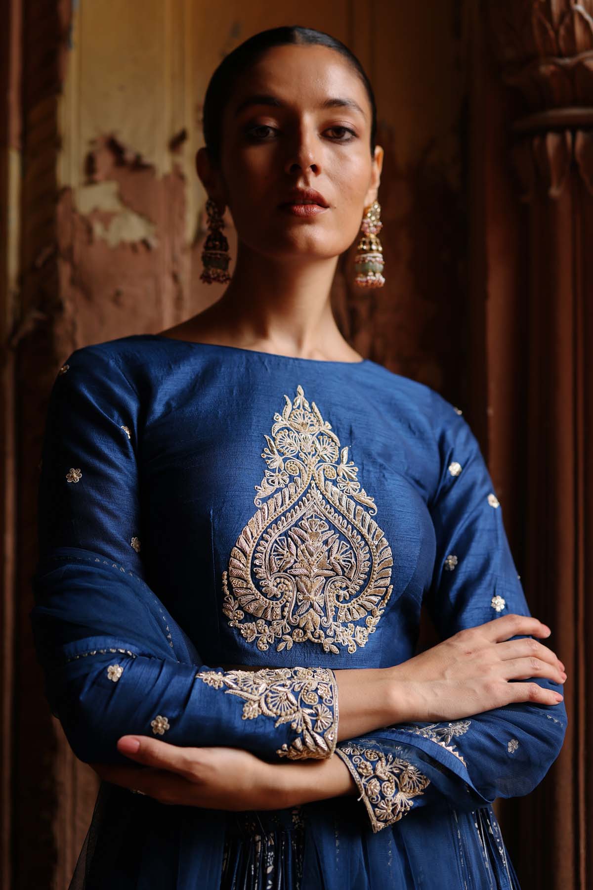 Blue Zardosi Print Lehenga Set