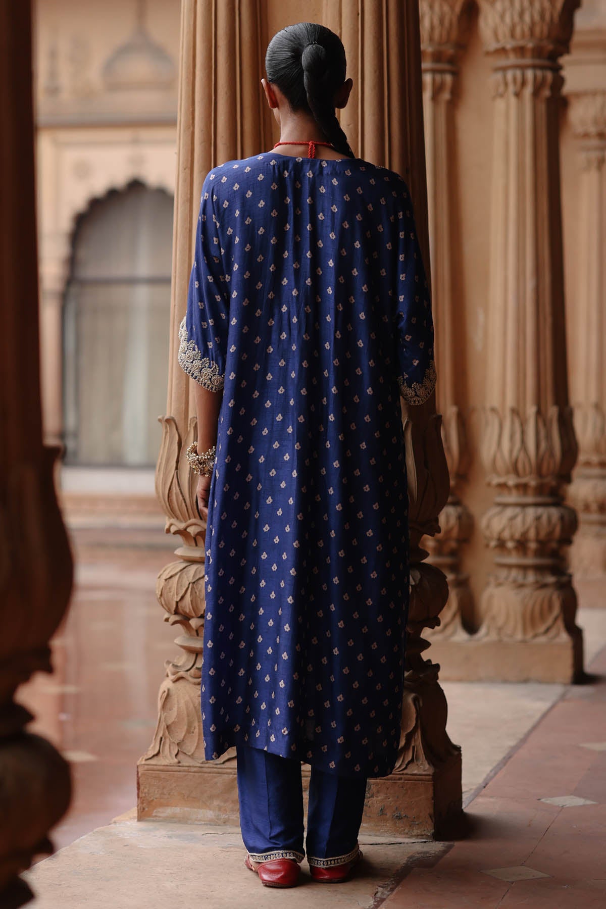Blue Zardosi Printed Kurta Set