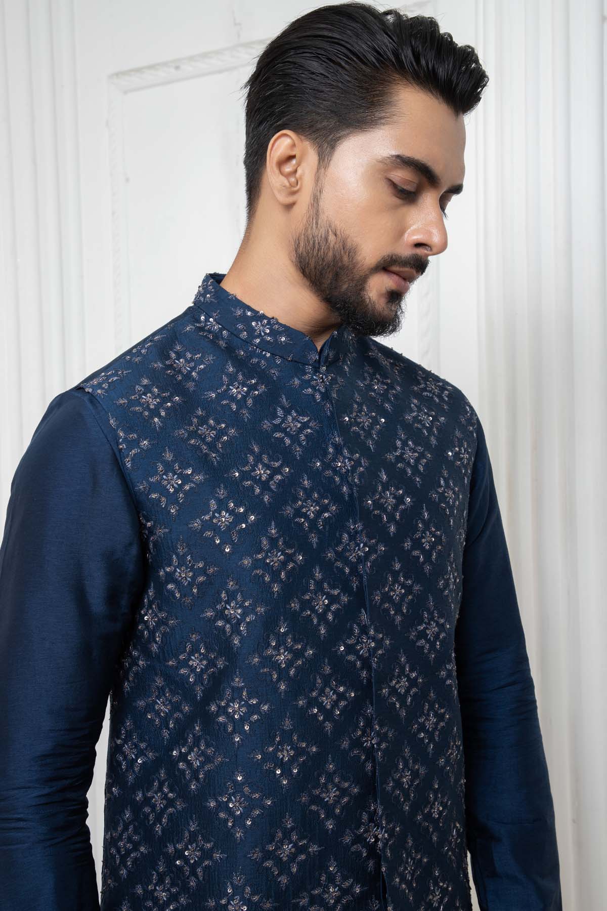 Blue Zari Jacket & Kurta Set