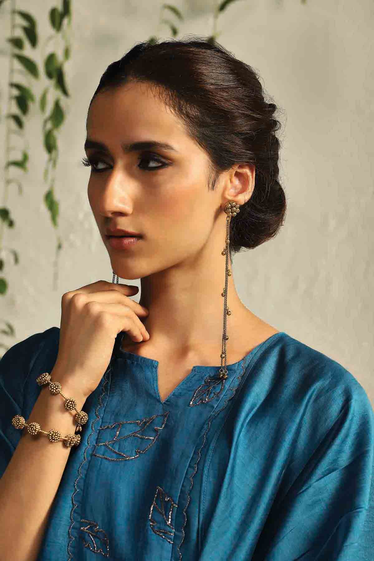 Blue Zari Work Flowy Kurta Set