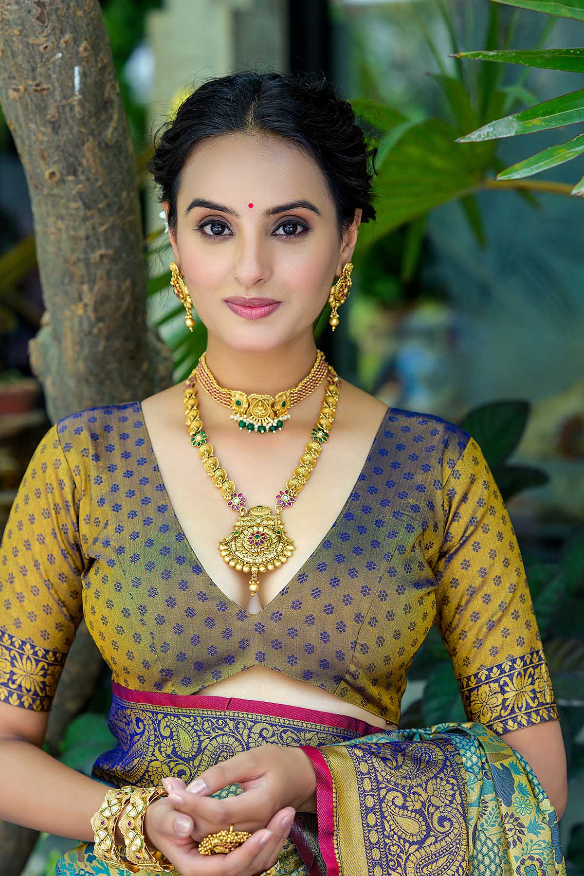 Blue Zari Woven Design Saree