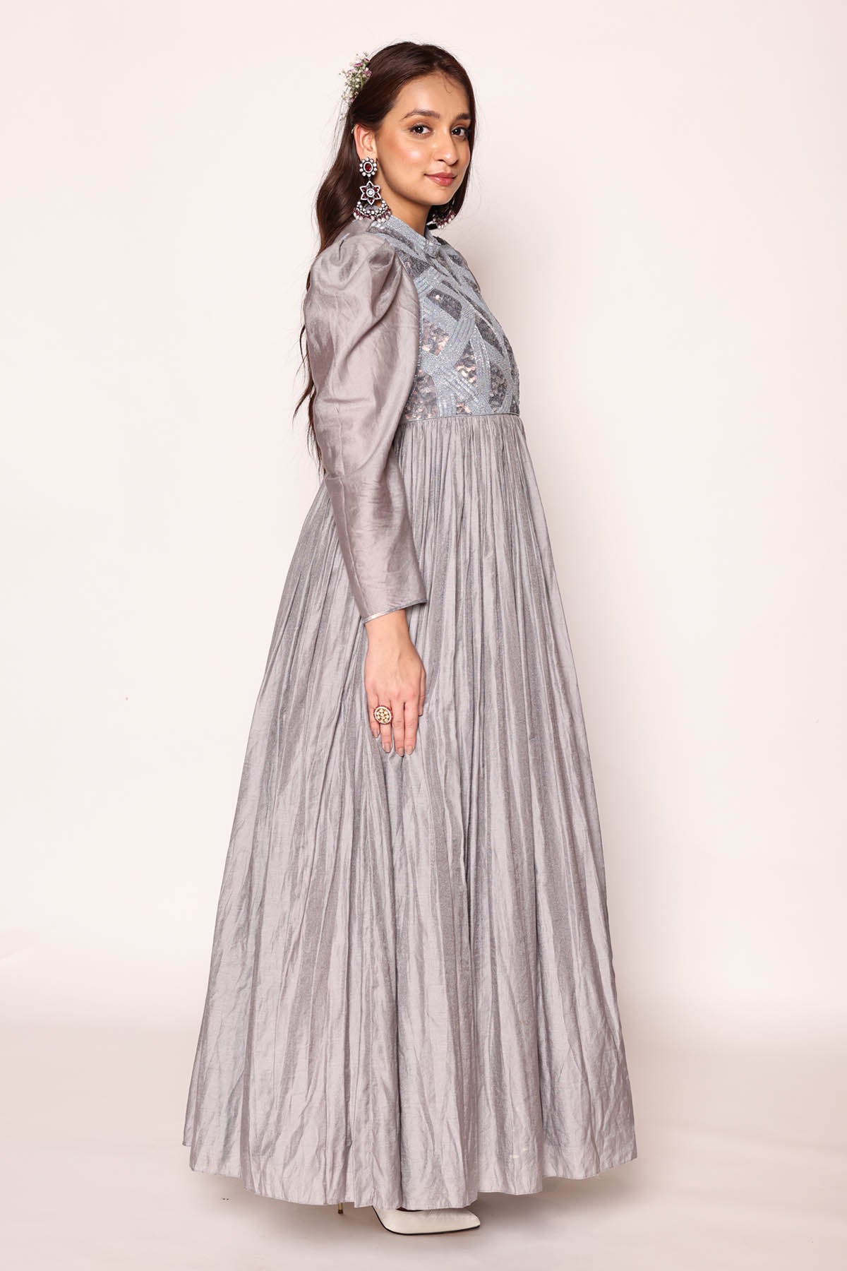 Bluish Grey Sequins Dress