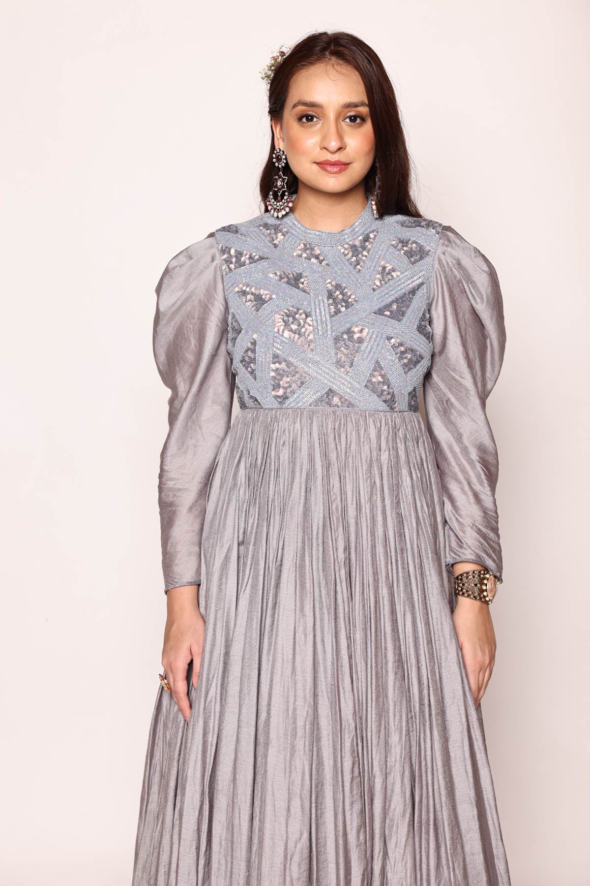 Bluish Grey Sequins Dress