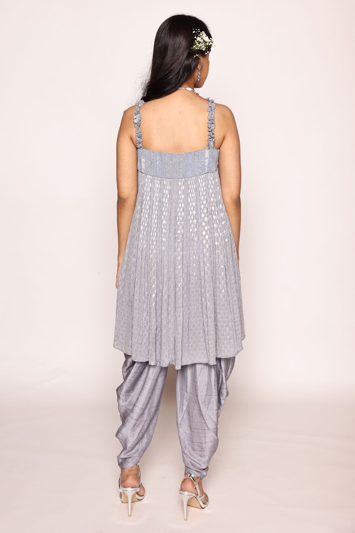 Bluish Grey Top & Dhoti Set
