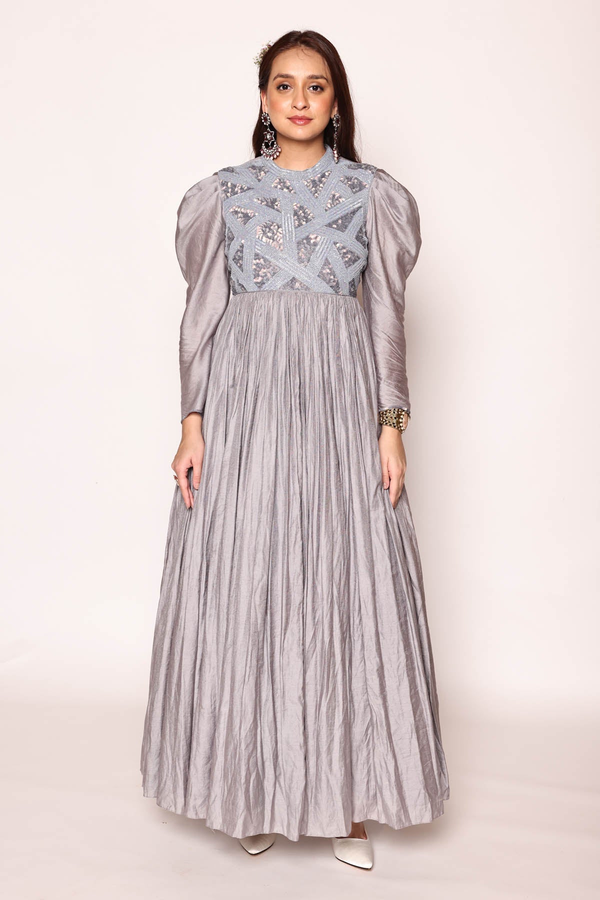 Bluish Grey Sequins Dress at ScrollnShops