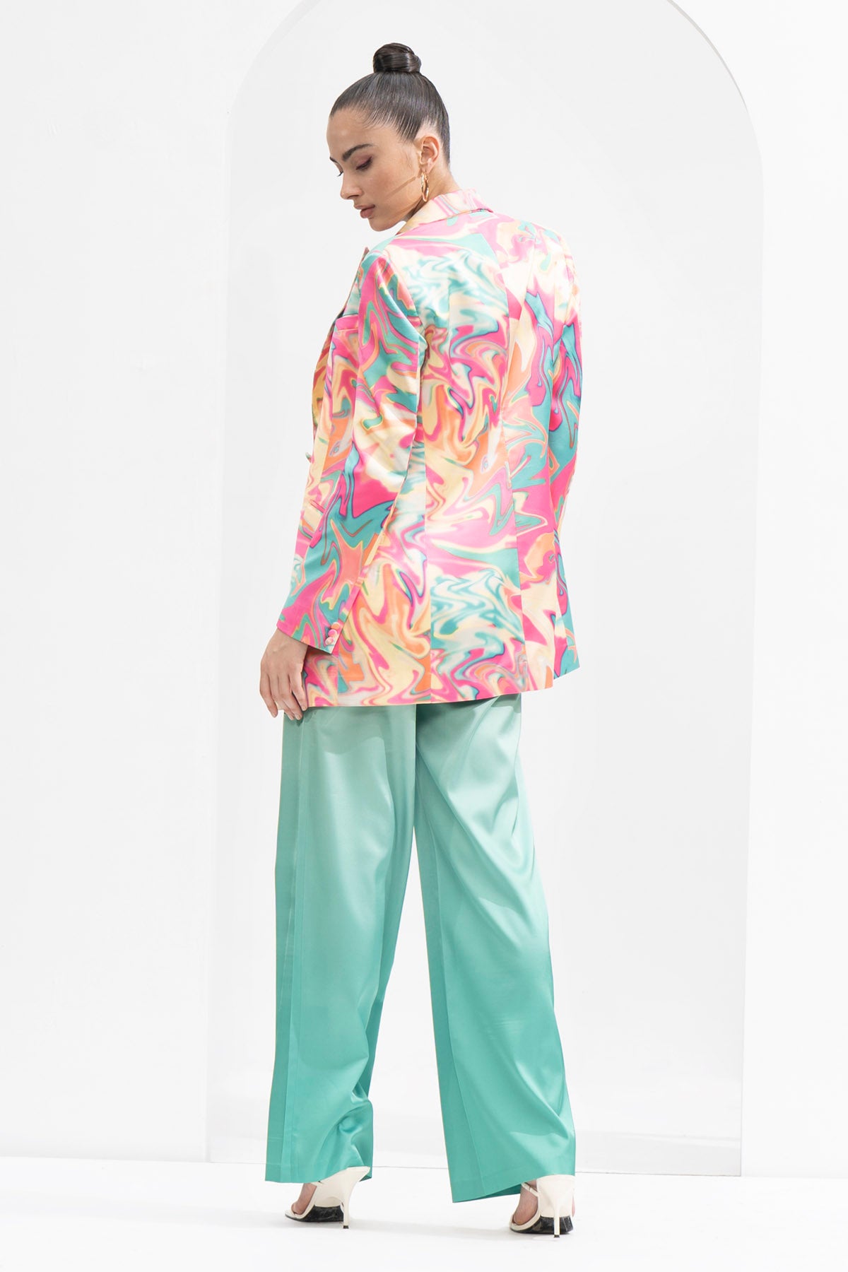 Blurry Print Jacket & Pant Set