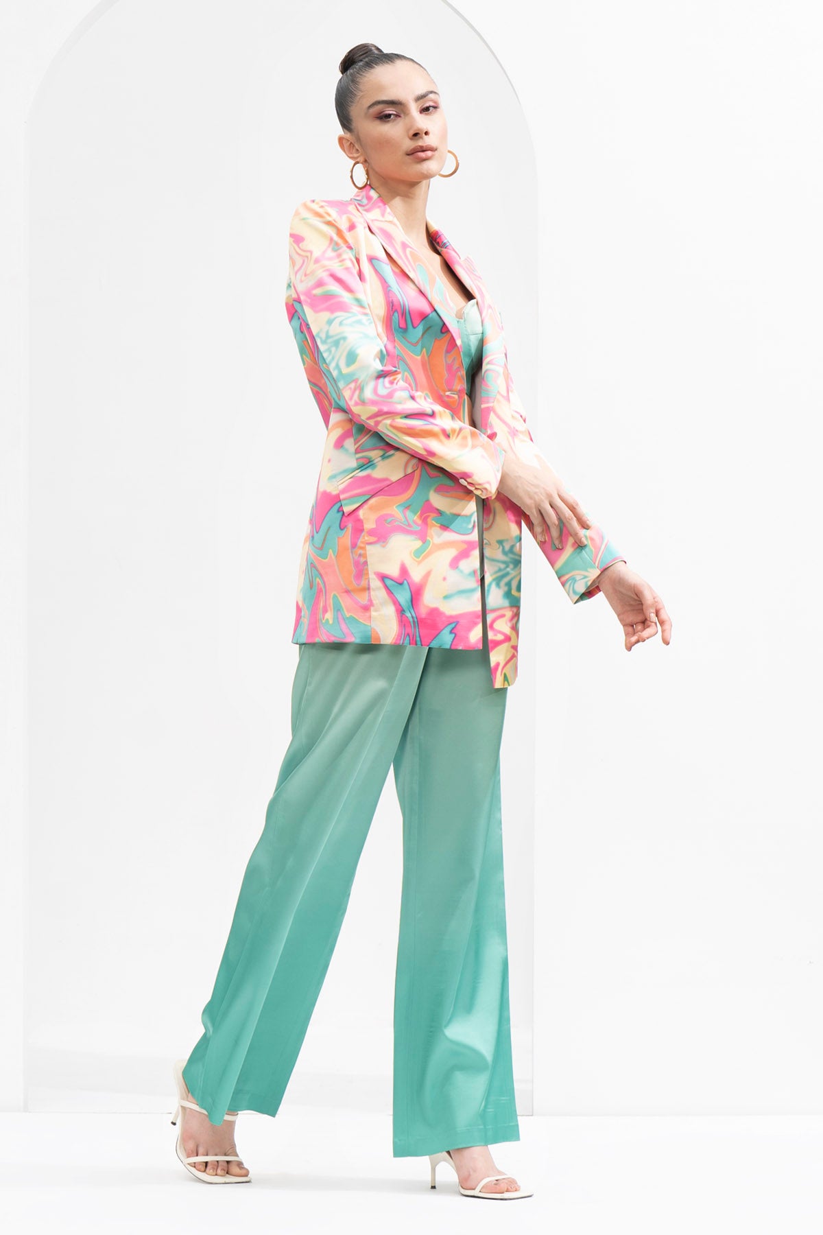 Blurry Print Jacket & Pant Set