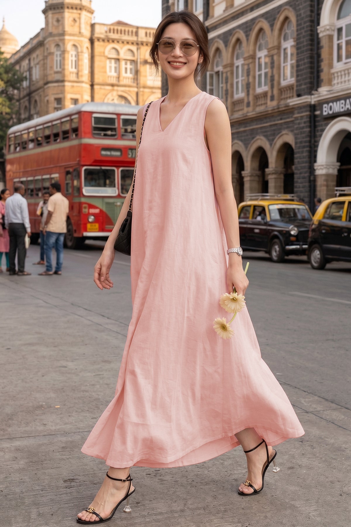 Blush A-Line Cotton Maxi Dress