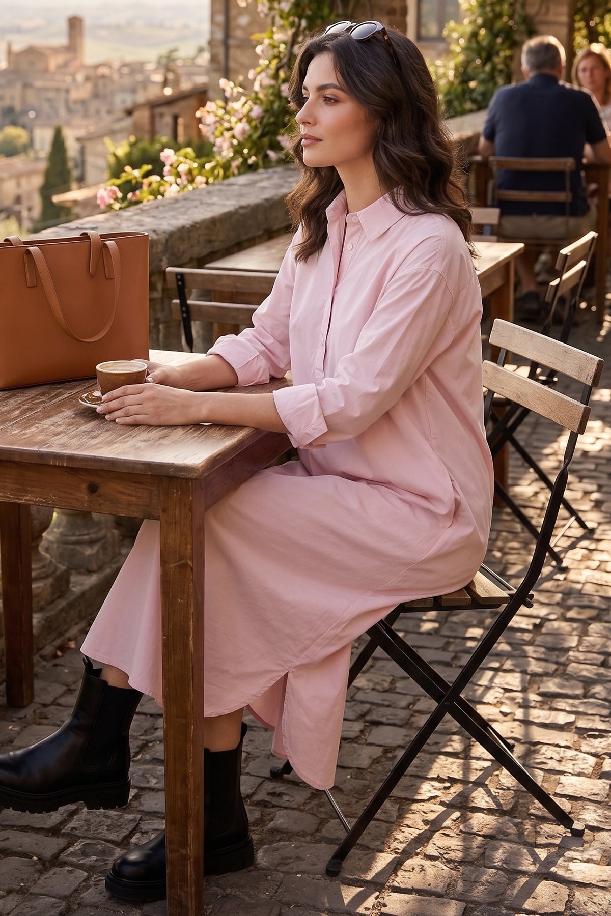 Blush Cotton Collar Midi Dress