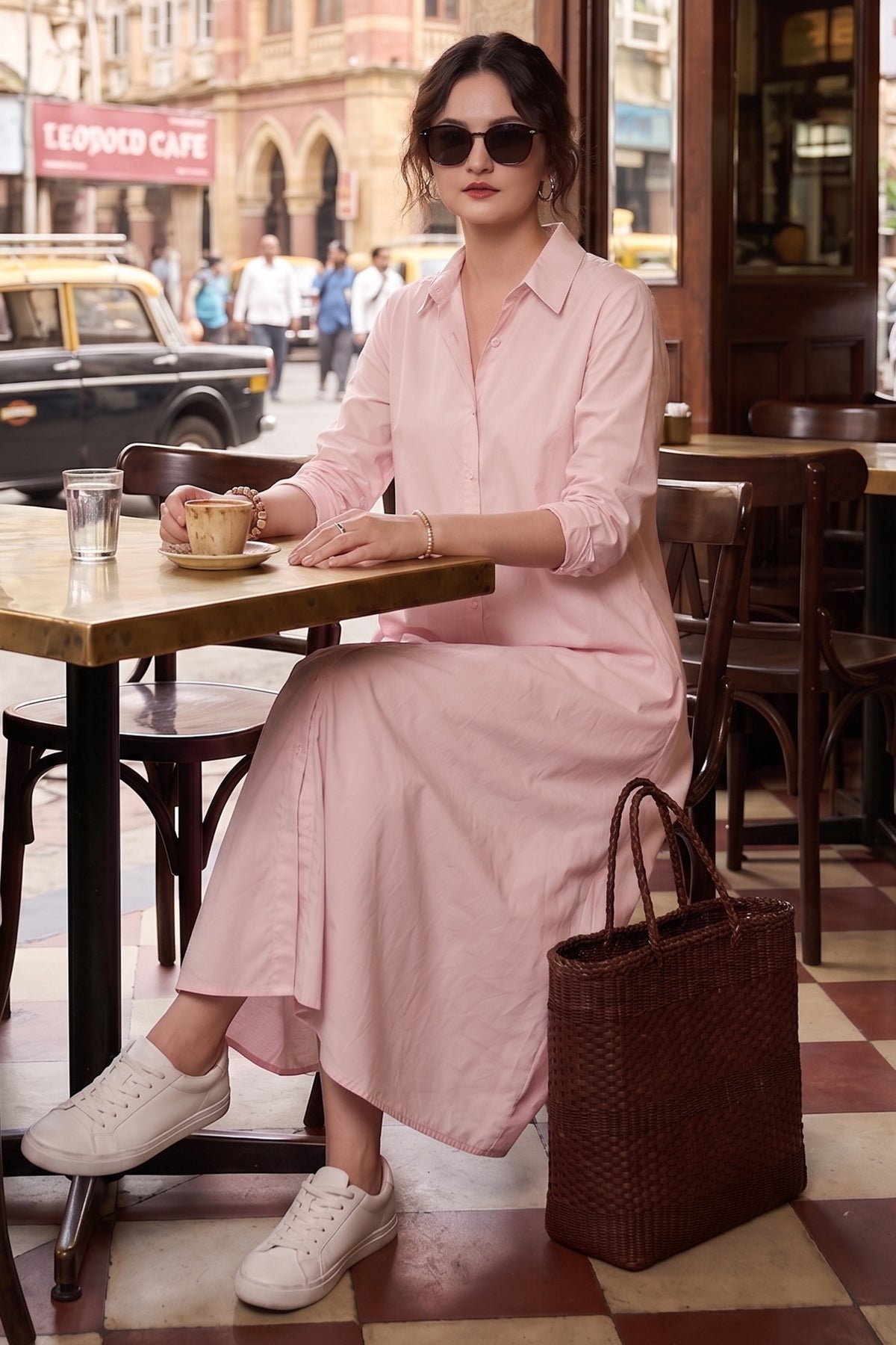 Blush Cotton Maxi Shirt Dress