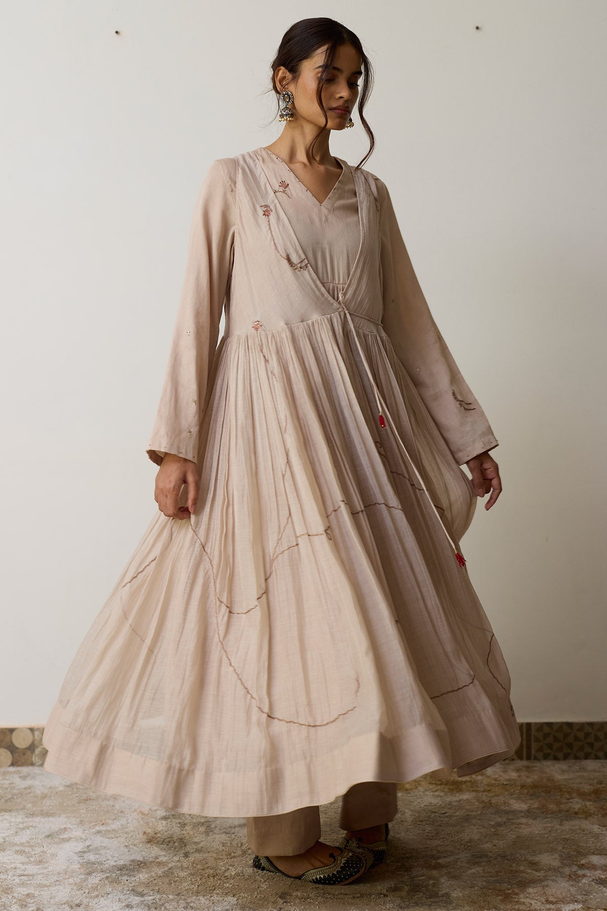 Blush Embroidered Angrakha Set