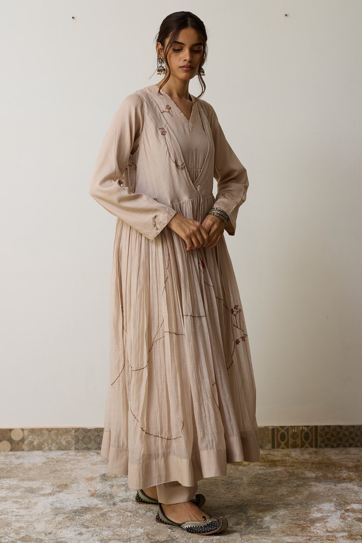 Blush Embroidered Angrakha Set