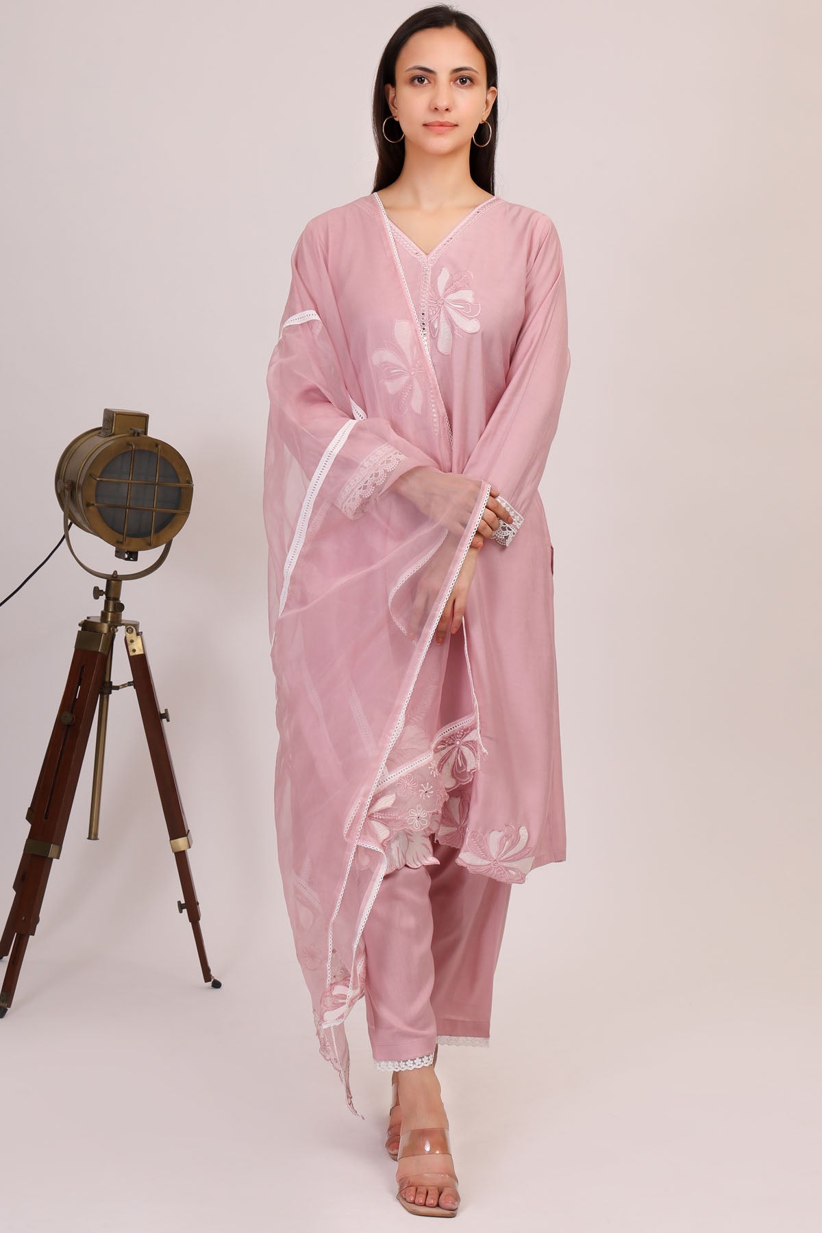 Simply Kitsch Blush Embroidered Kurta Set for women online at ScrollnShops