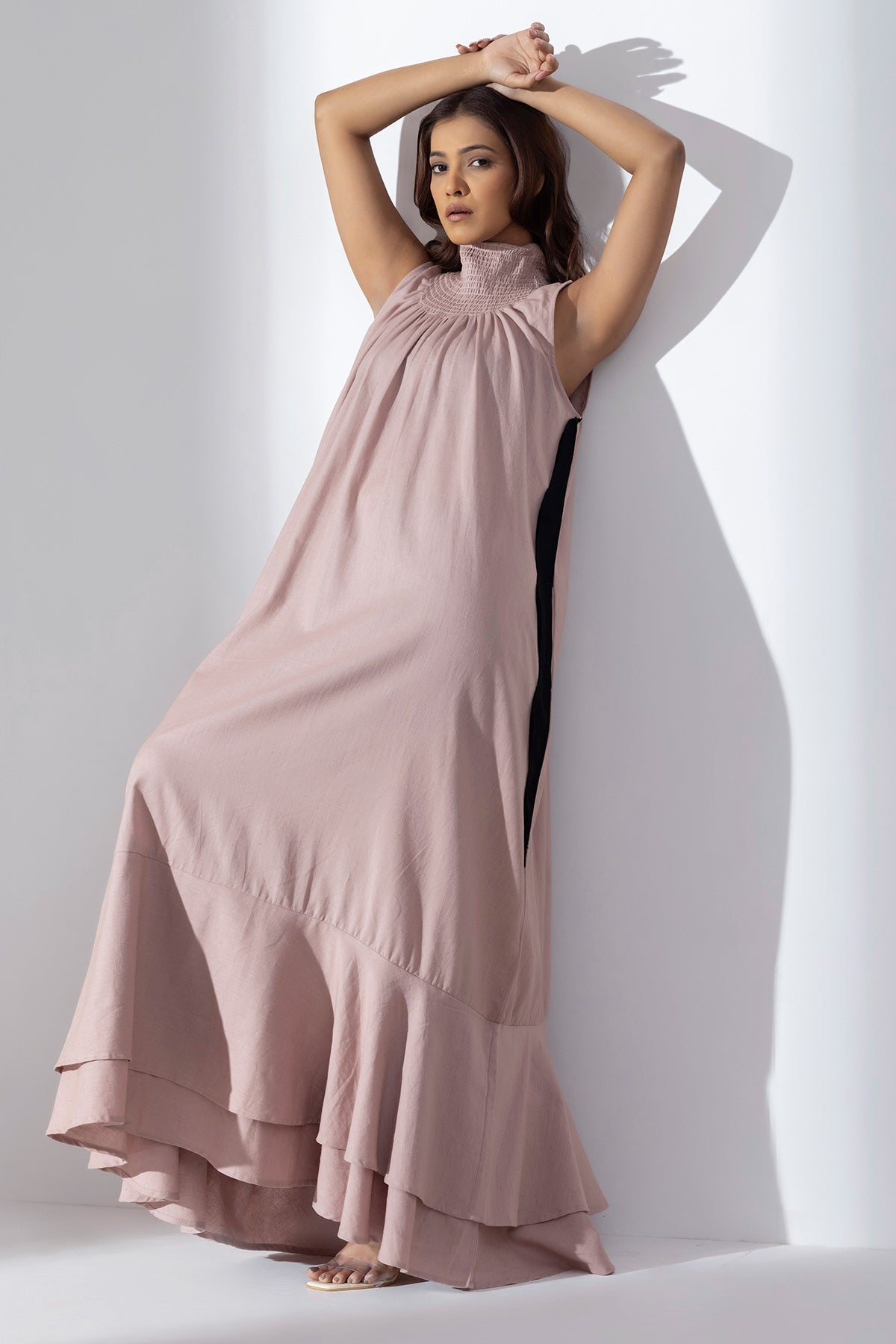 Buy Blush Pink Applique Work Dress by Markkah Studio for Women online at ScrollnShops