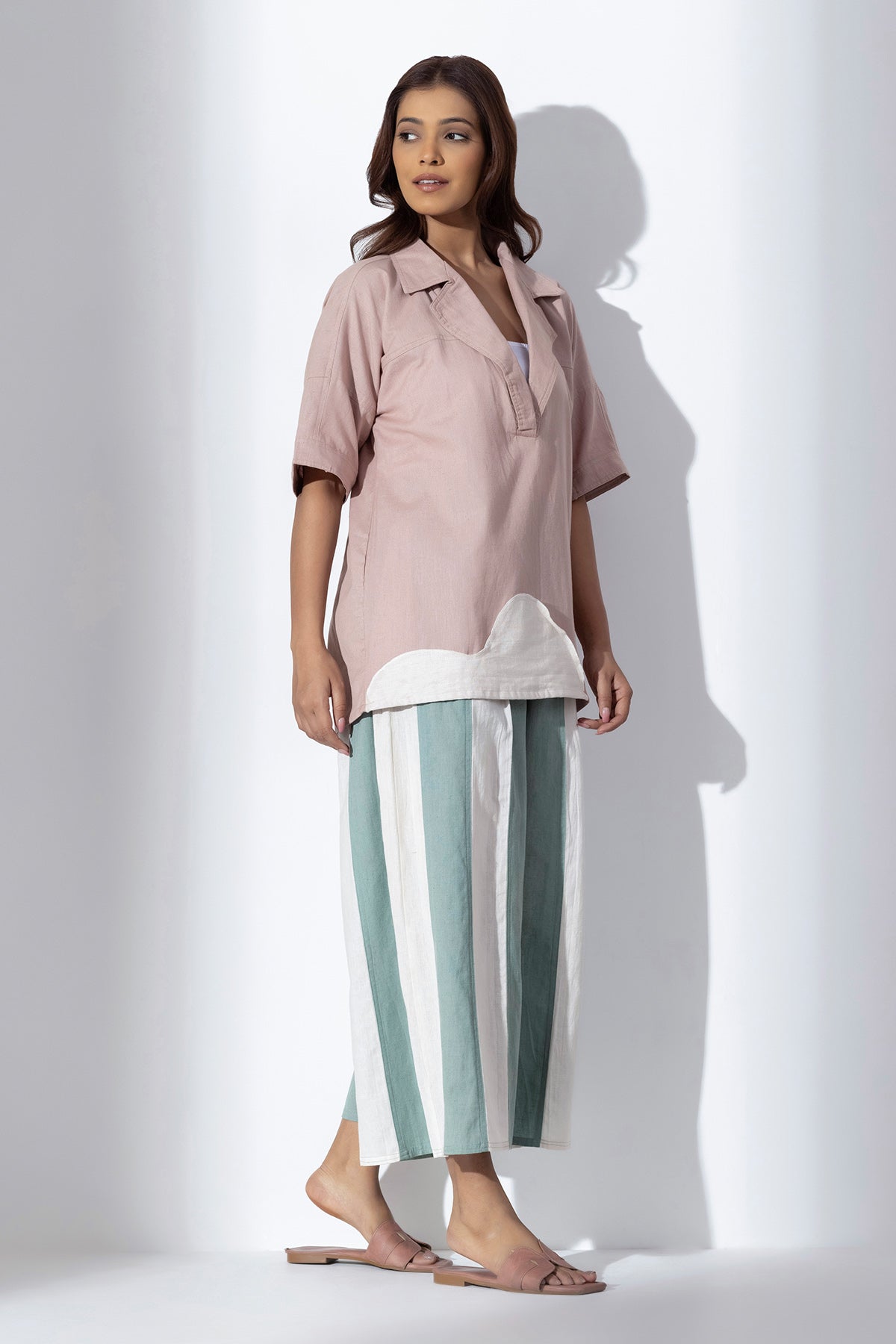 Blush Pink Applique Work Shirt