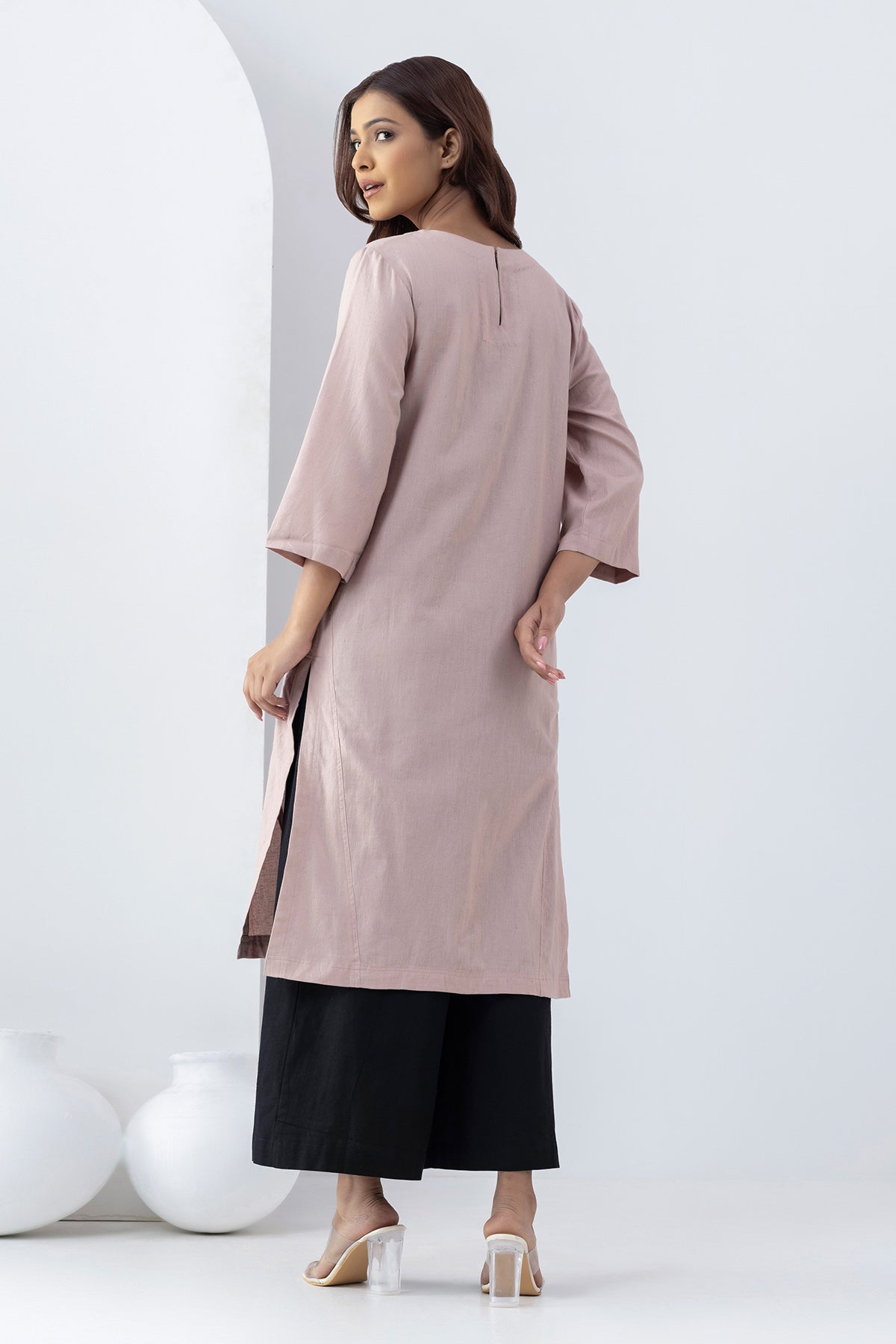 Blush Pink Applique Work Tunic