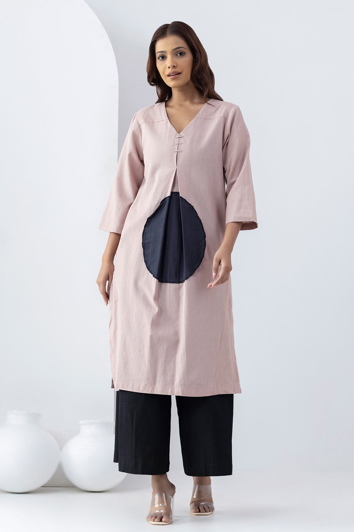 Buy Blush Pink Applique Work Tunic by Markkah Studio for Women online at ScrollnShops