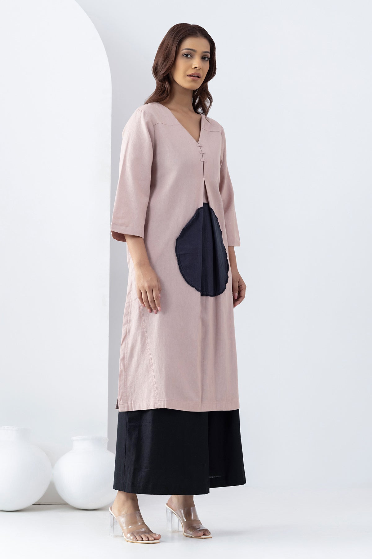 Blush Pink Applique Work Tunic