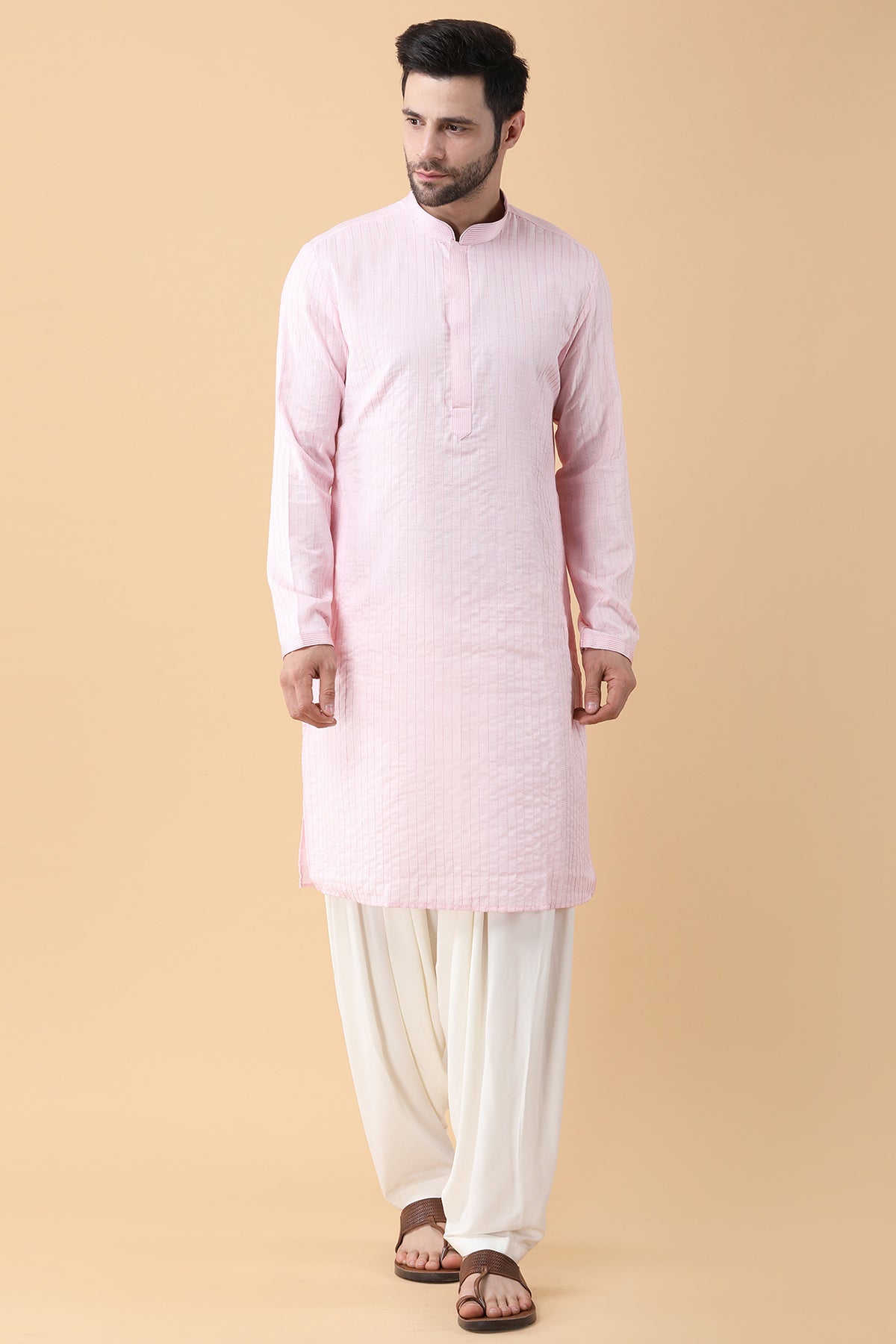 Blush Pink Dori Work Kurta Set