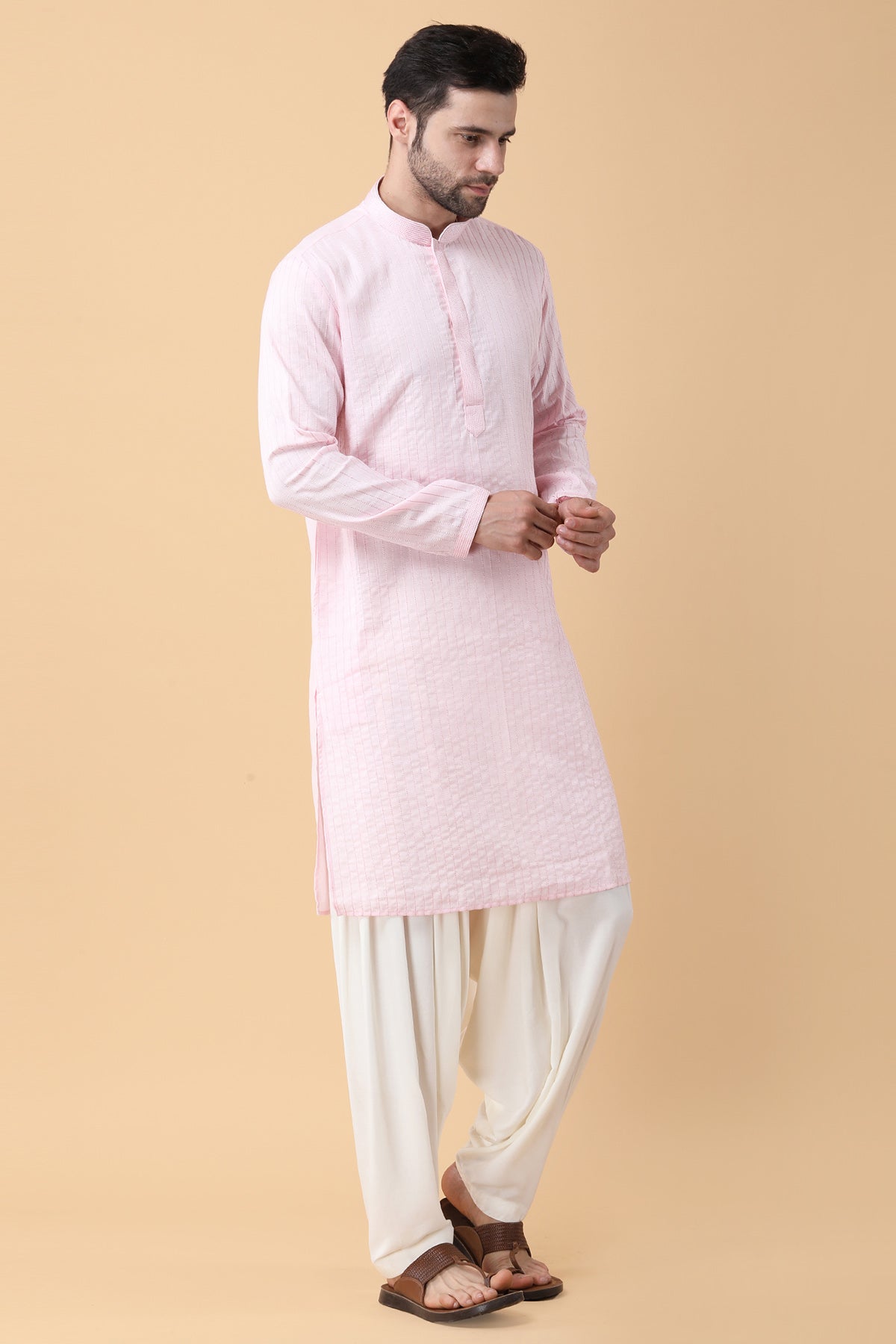 Blush Pink Dori Work Kurta Set