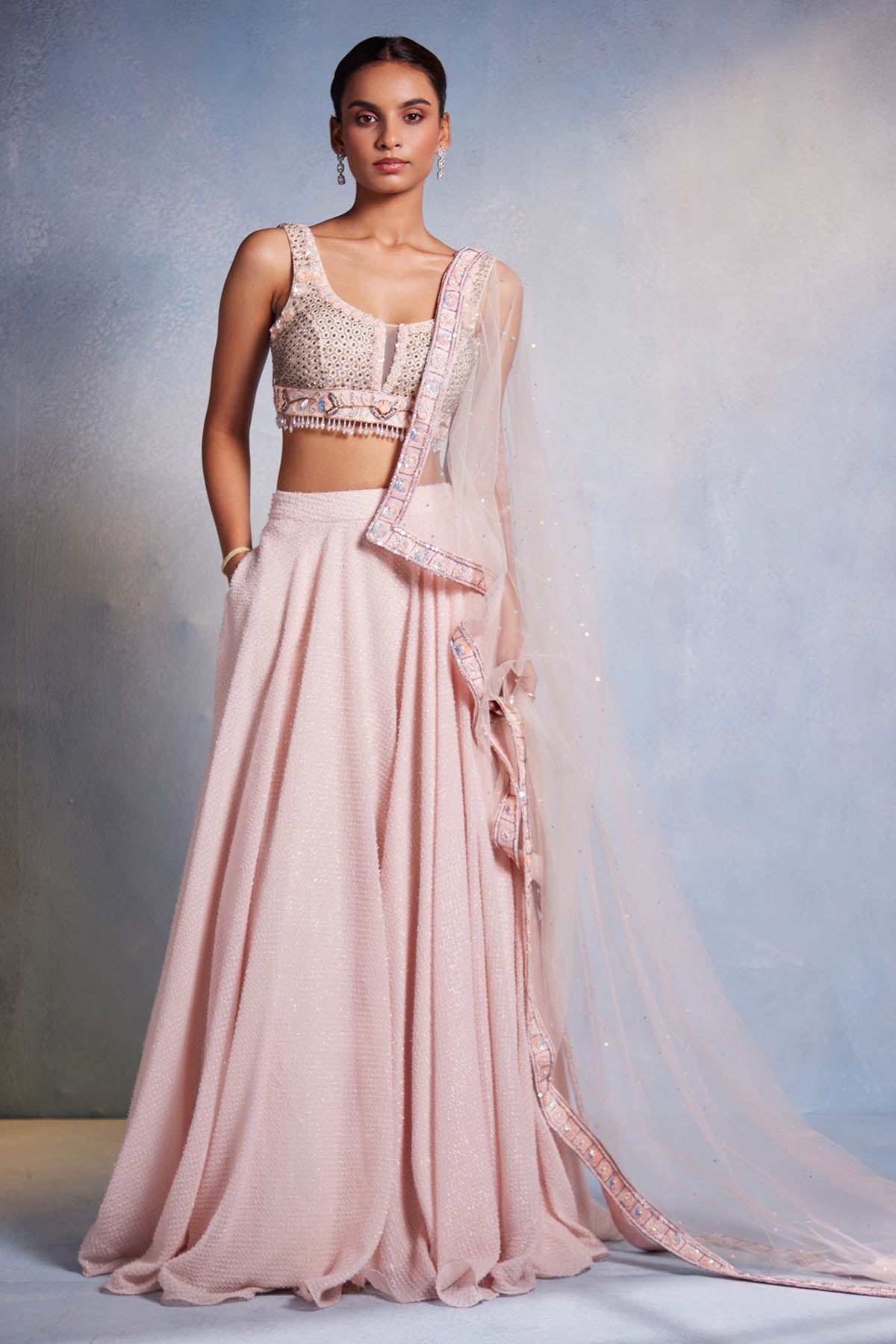 Muditaa By Urmila Georgette Blush Pink Lehenga Set for women online at ScrollnShops