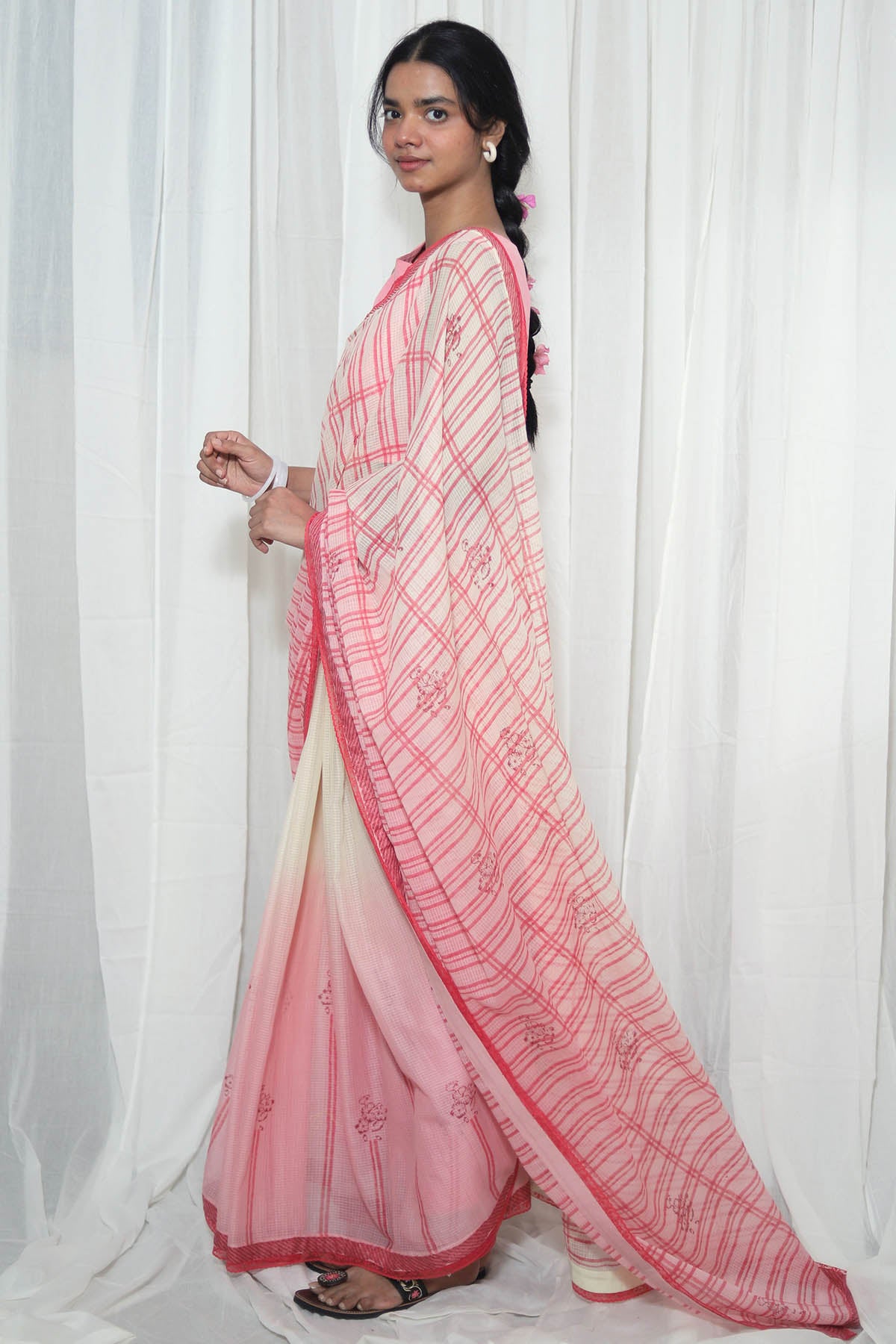 Blush Pink Hand Printed Saree