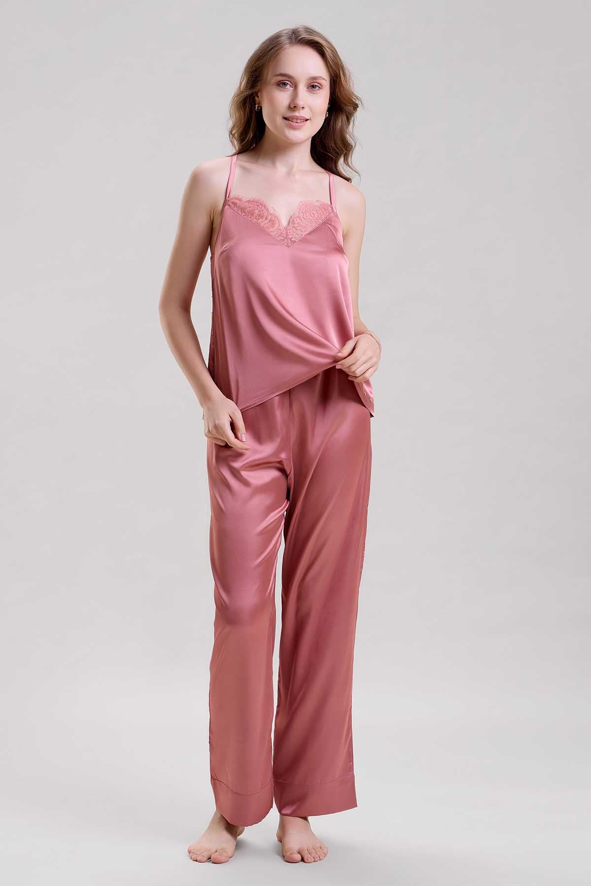 Buy Blush Pink Lace Cami Top & Pants by Mysthelle for women online at ScrollnShops