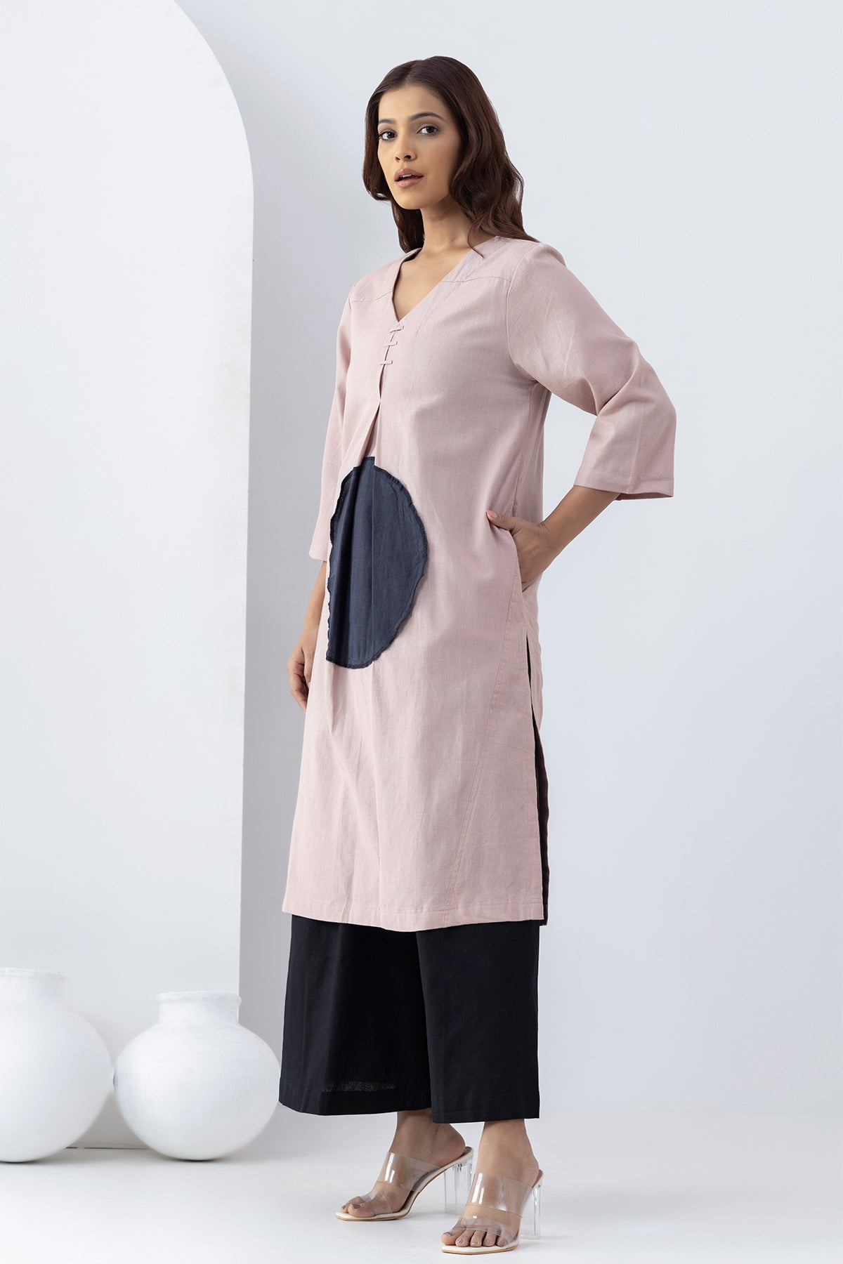 Blush Pink Patchwork Tunic Set