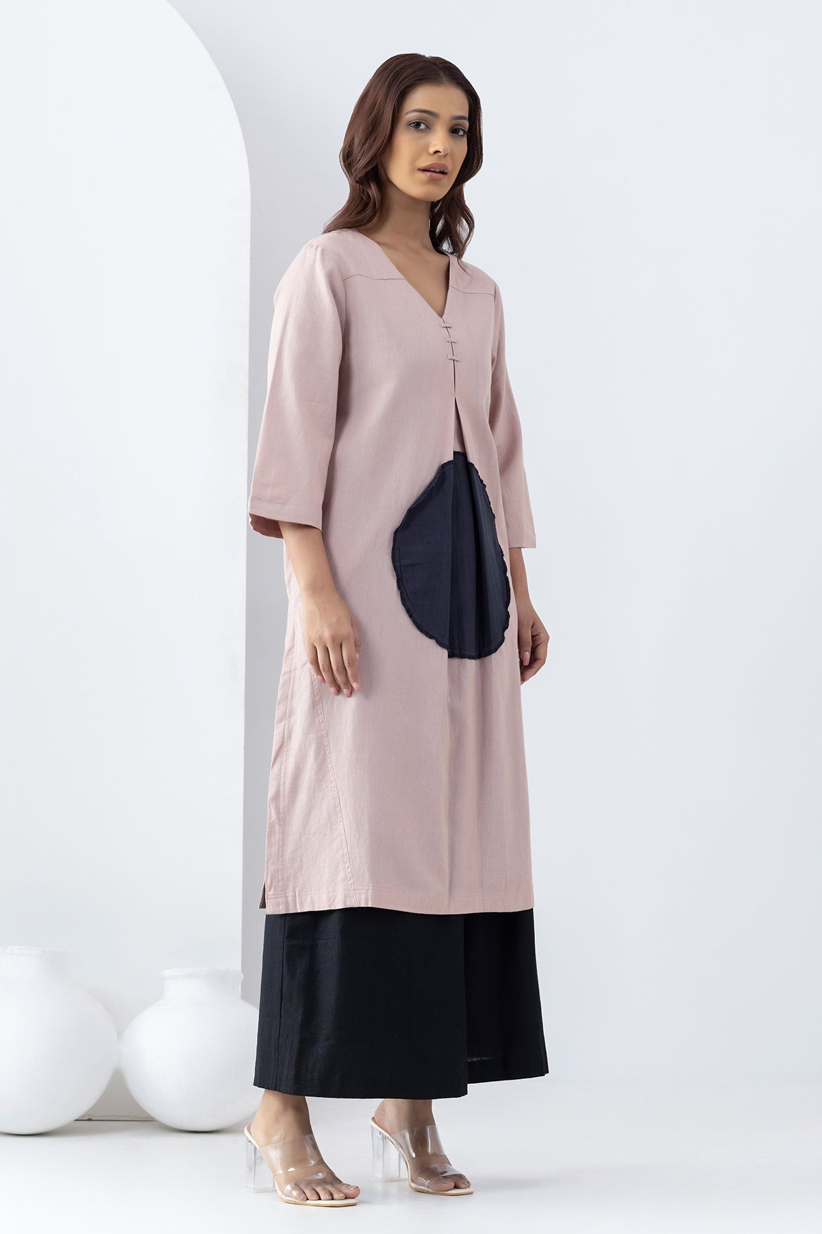 Blush Pink Patchwork Tunic Set