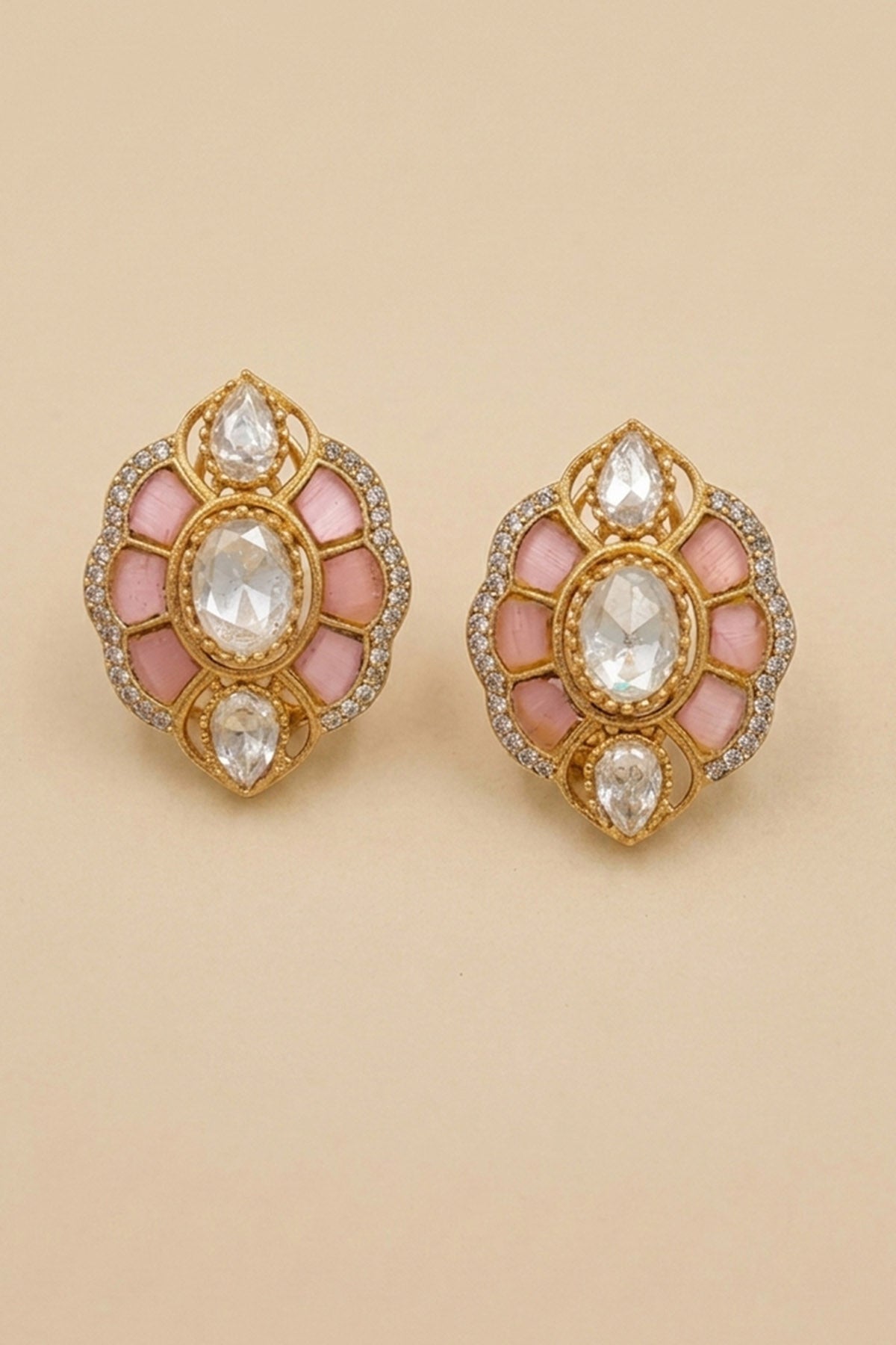 Blush Pink Polki Stud Earring