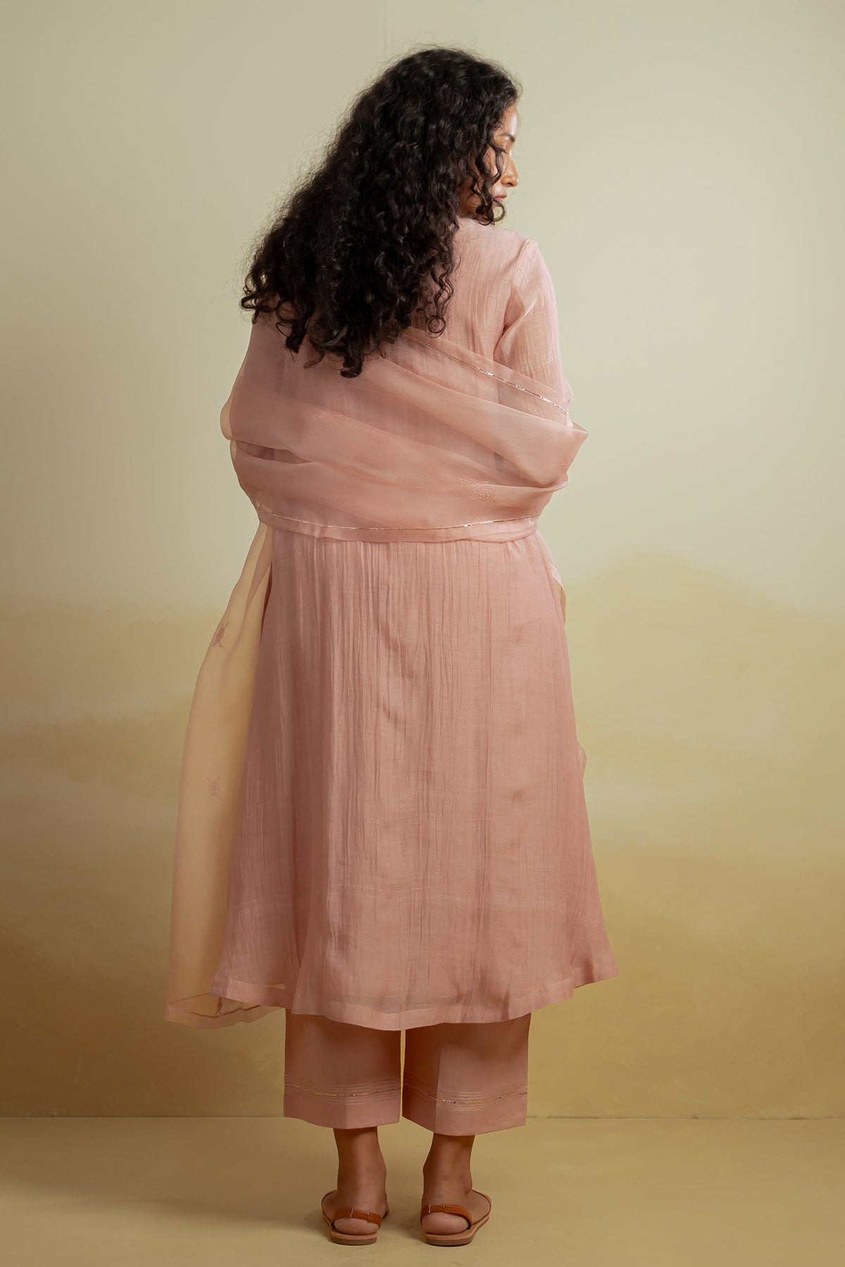 Blush Pink Sequins Kurta Set