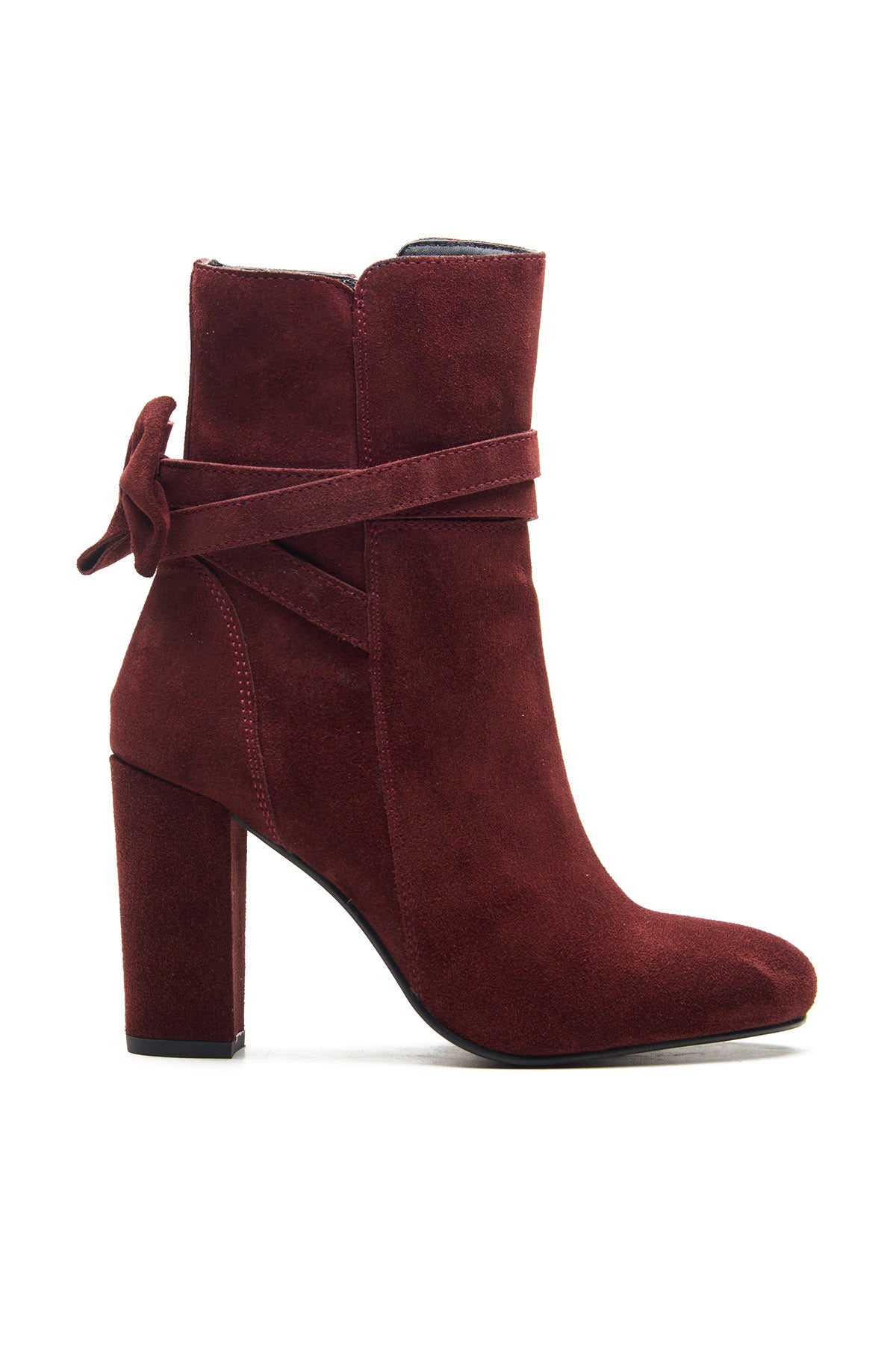 Bordo Bow Detail Ankle Boots