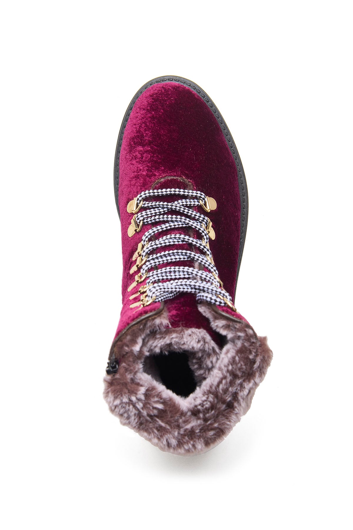 Bordo Textile Velvet Fur Boots