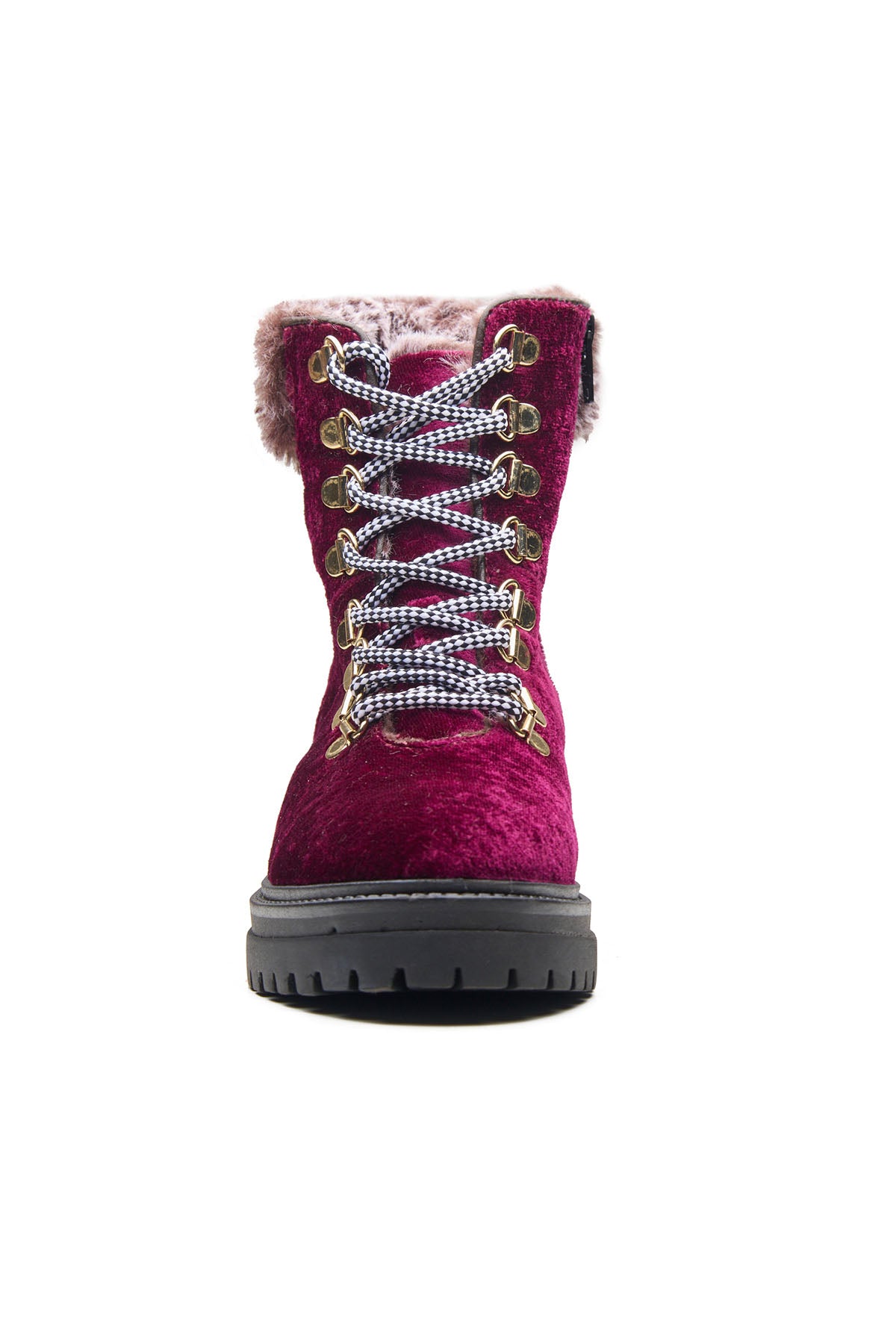 Bordo Textile Velvet Fur Boots