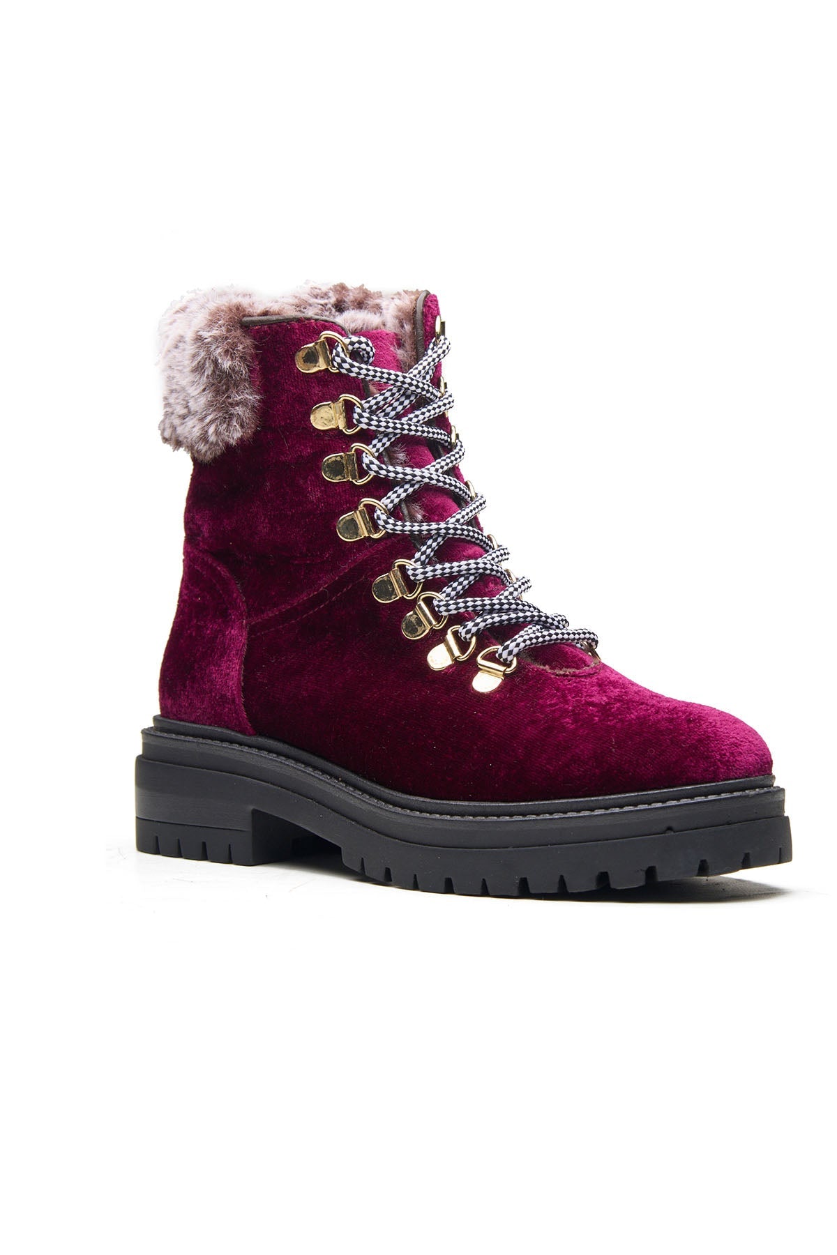 Buy Bordo Textile Velvet Fur Boots by Dang Shoes for women online at ScrollnShops